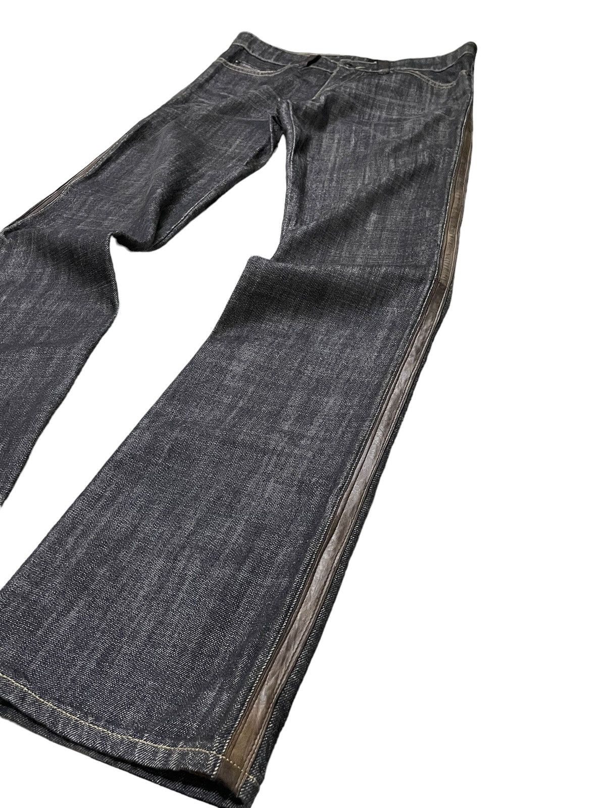 Le Grande Bleu (L.G.B.) Comme Ca Du Mode Leather Side Trimmed Flared Jeans Size US 30 / EU 46 - 10 Thumbnail