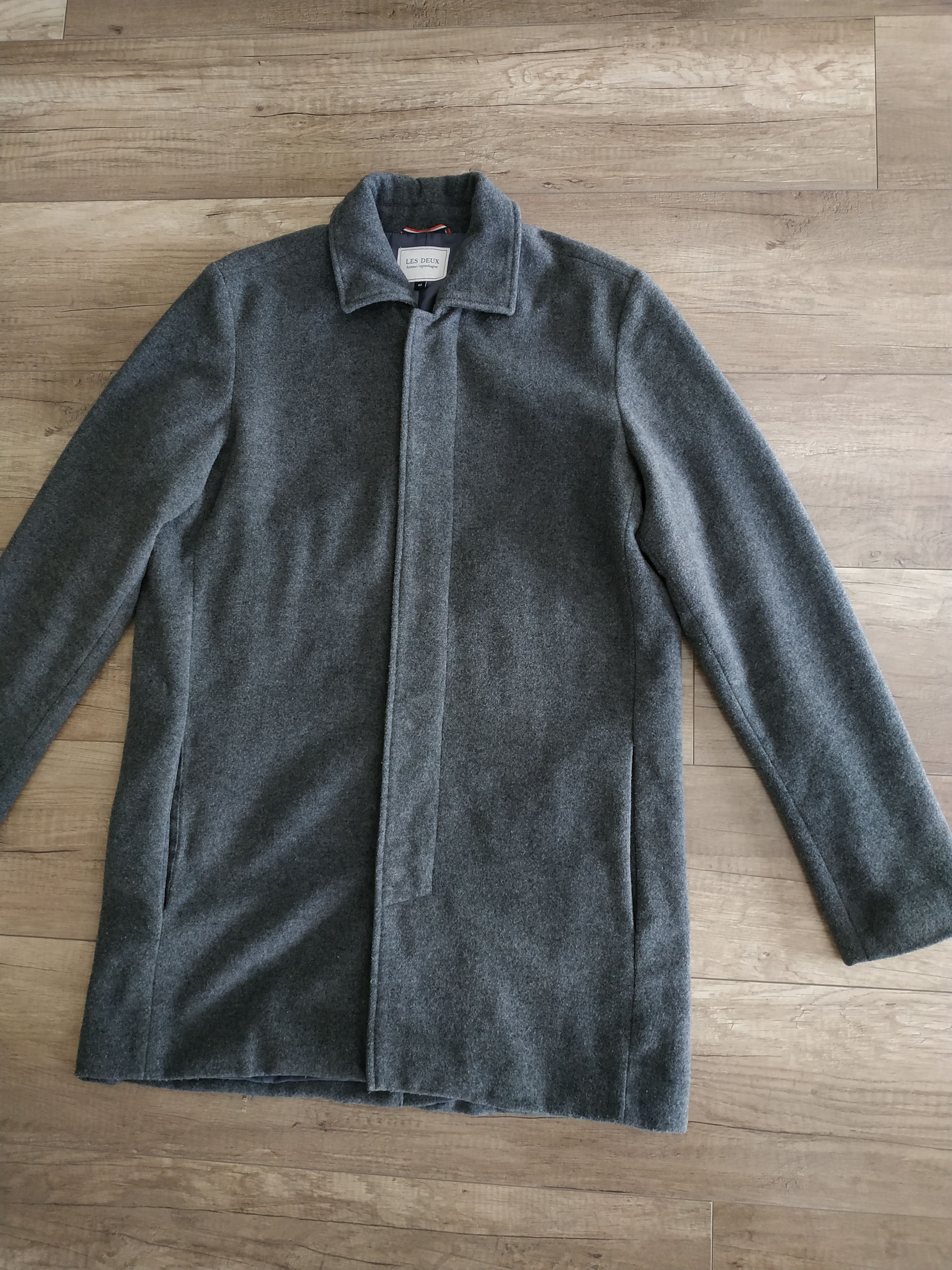 Les Deux Les Deux Men's Grey Wool Coat/ Trenchcoat, s. MEDIUM Size US M / EU 48-50 / 2 - 2 Thumbnail