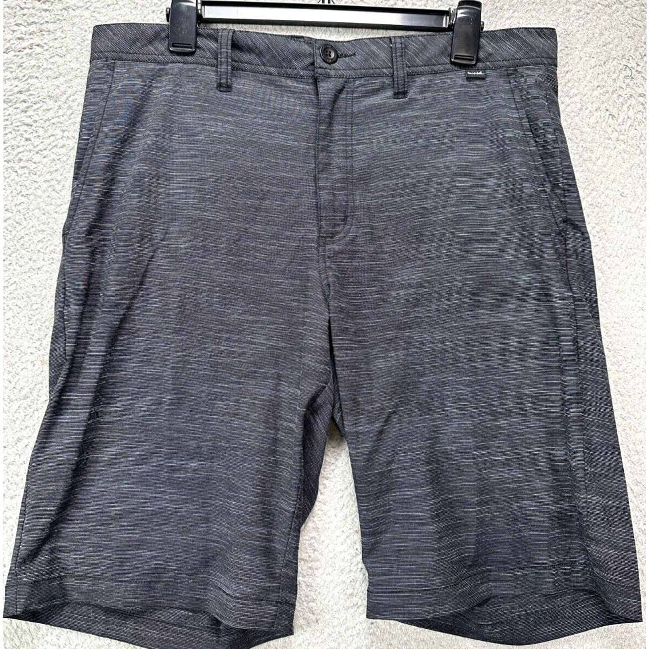 TravisMathew Travis Mathew Shorts Mens 34 Dark Grey Stripes Chinos Flat Front Golf Stretch Athletic Casual Outdoor Size US 34 / EU 50 - 2 Thumbnail