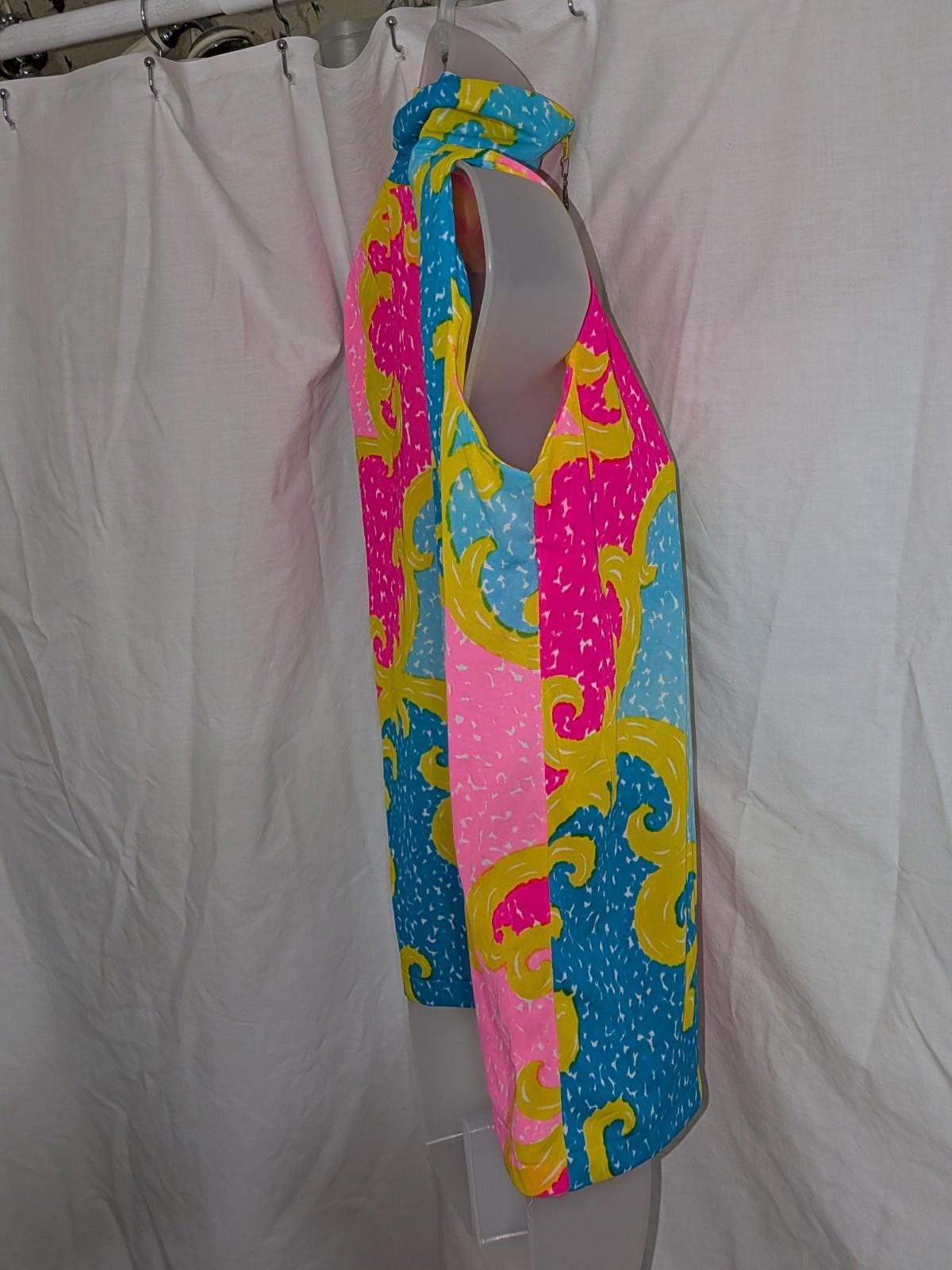 Handmade 80s Handmade Neon Filigree Mock Neck Sleeveless Zip up top Size M / US 6-8 / IT 42-44 - 5 Thumbnail