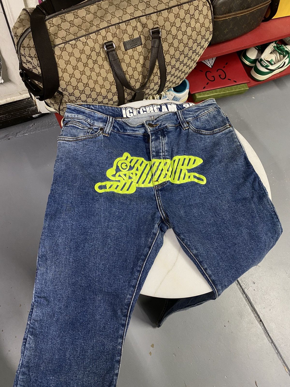 Ice Cream Fox Mens Blue Denim Jeans Size 36