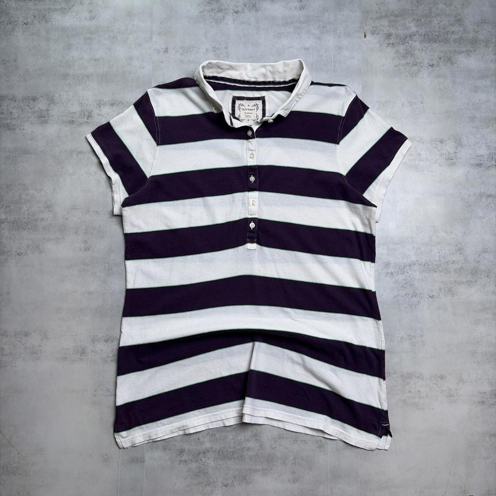 Old Navy Y2K Purple Old Navy Grunge Gothic Striped Polo Shirt Size XL / US 12-14 / IT 48-50 - 1 Thumbnail