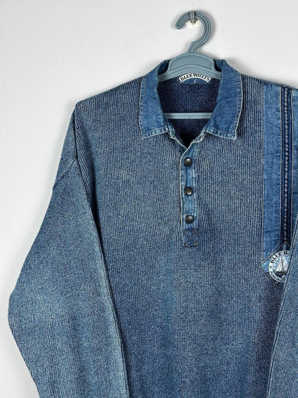 Vintage Vintage Blue Willi’s Nautical Knit Sweater Sailboat Denim Size US L / EU 52-54 / 3 - 3 Thumbnail