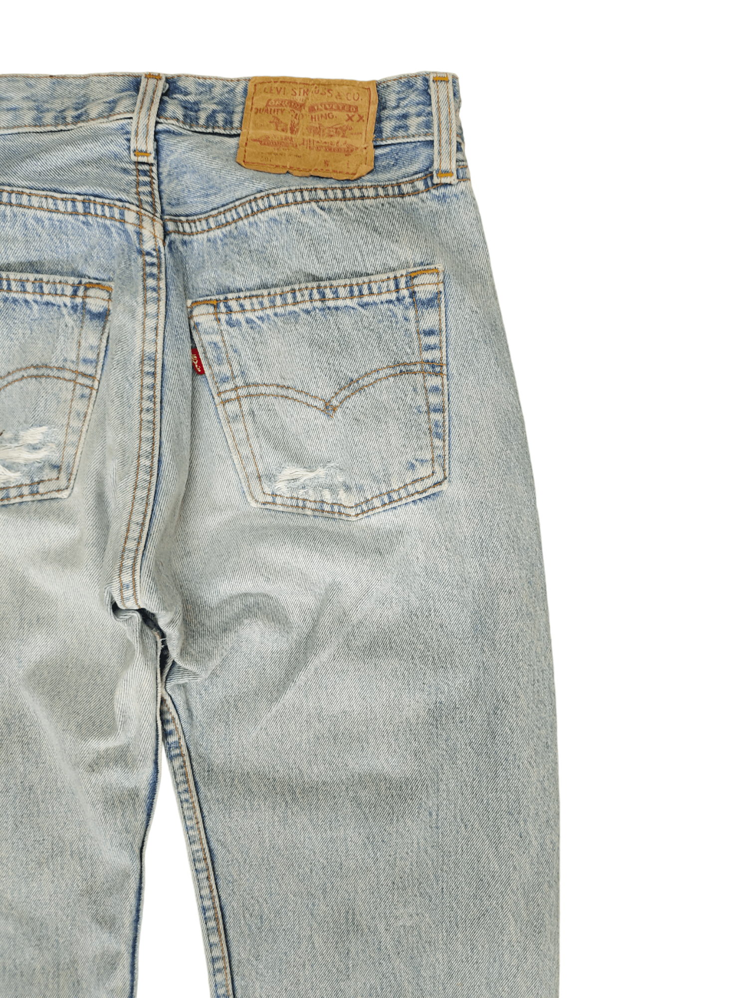 Levi's Vintage Clothing Vintage Levi's 501 Reconstruct Distressed Striped Tape Jeans Size US 31 - 14 Thumbnail