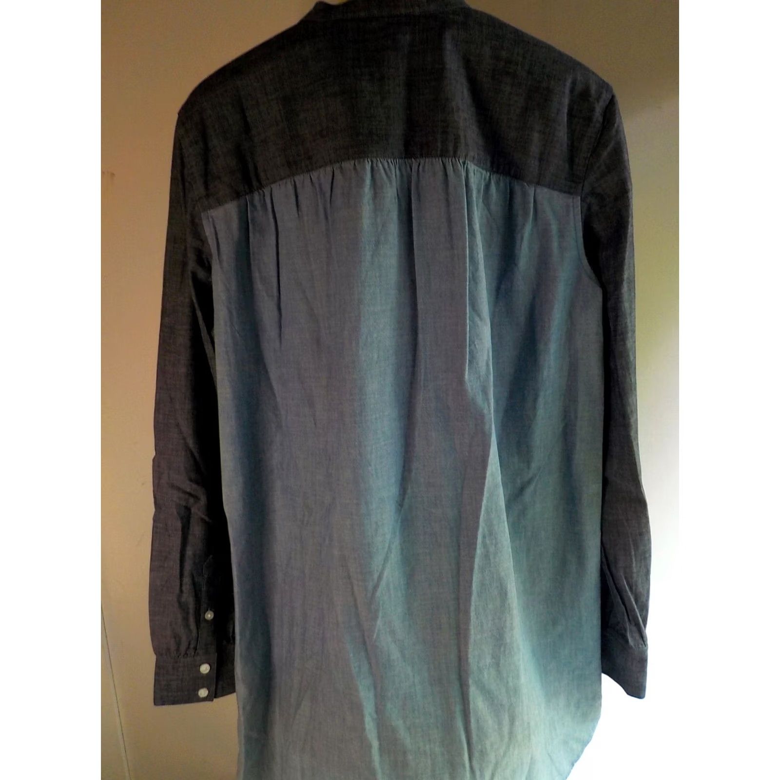 Lands' End LANDS' END Womens 2 Tone Denim Shirt Dress Tunic Blues Cotton SZ L/T 14-16 NWOT Shirt Dress Womens Size L / US 10 / IT 46 - 4 Thumbnail