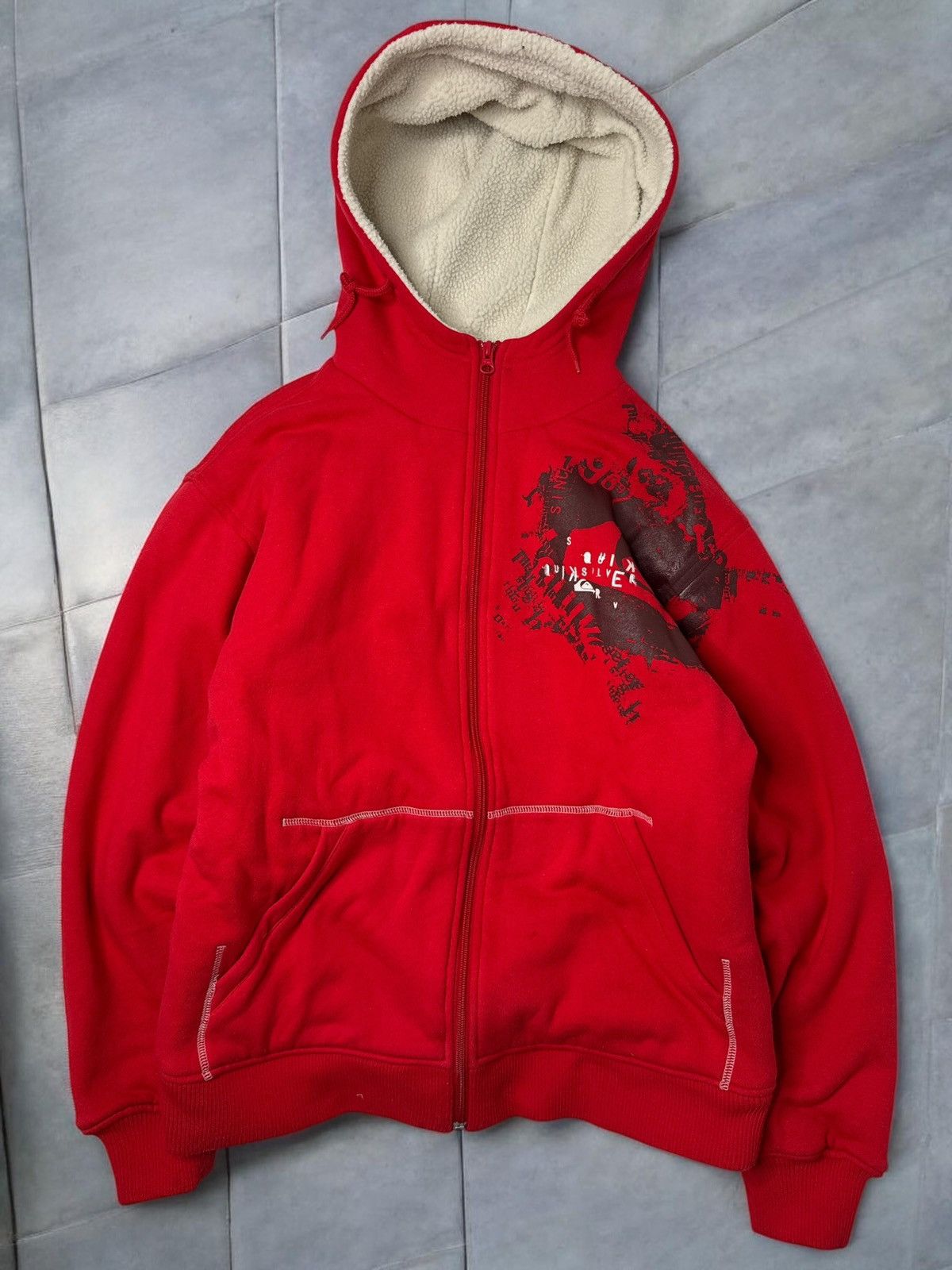 Vintage rap y2k quiksilver sherpa hoodie swag 90s 00s retro