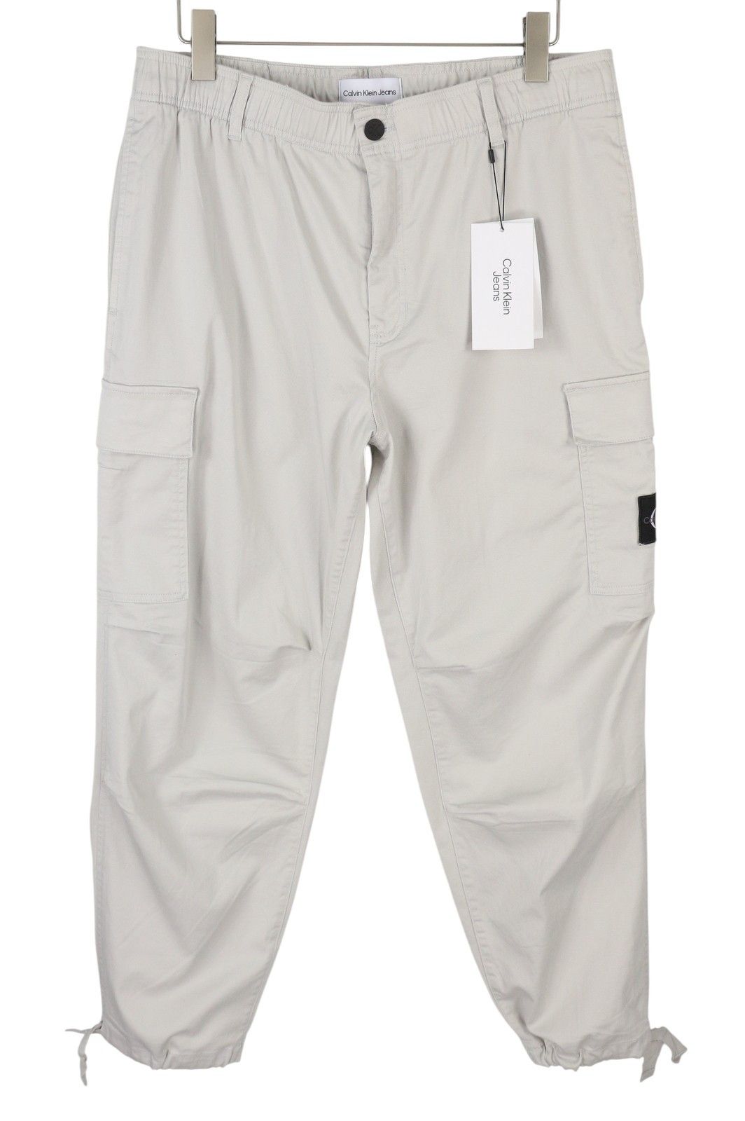 Calvin Klein STRAIGHT CARGO L Light Grey Elastic Waist Trousers 87454 Size US 34 / EU 50 - 1 Thumbnail