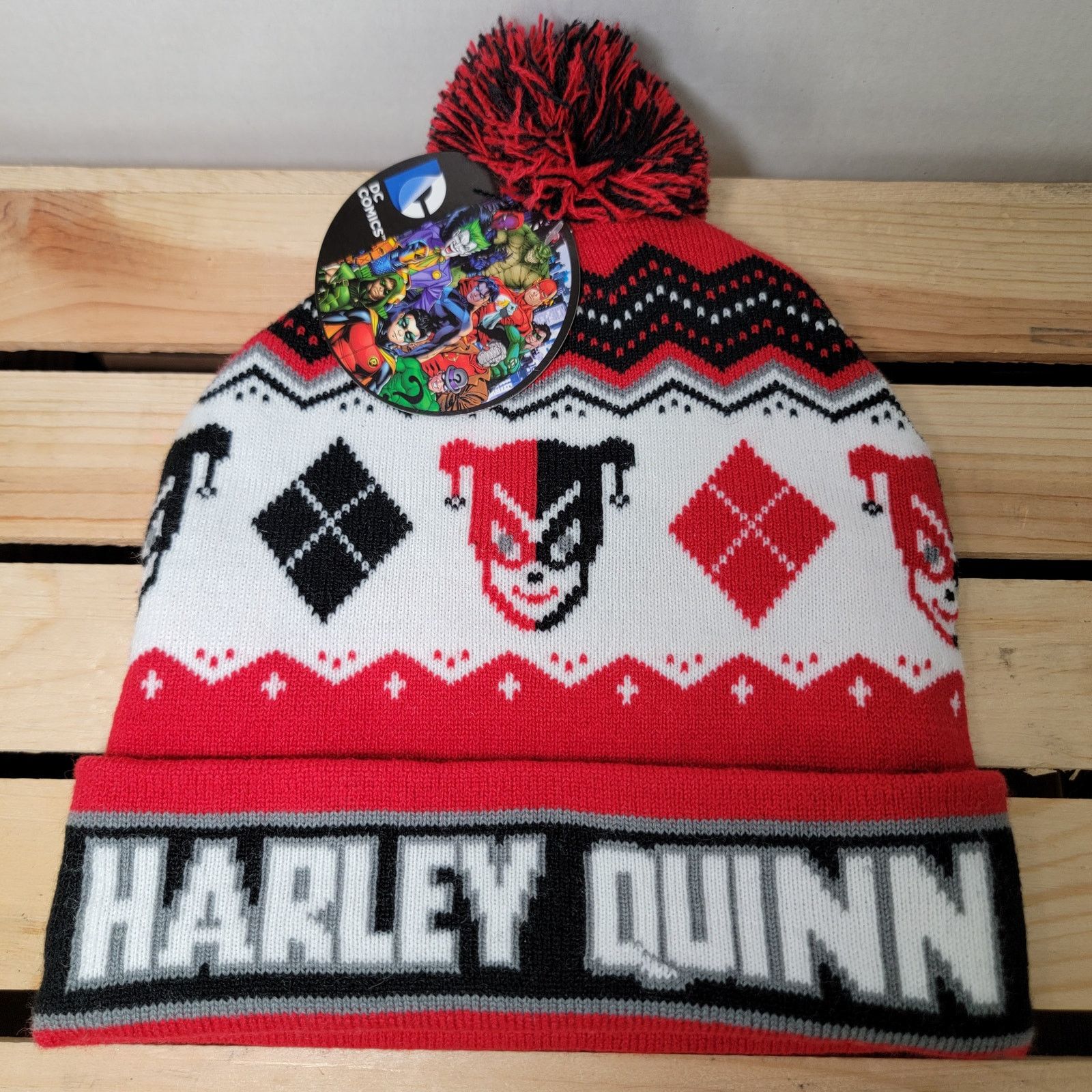 DC Comics DC Comics Harley Quinn Knit Beanie w/ Pom - OS NWT Size ONE SIZE - 1 Thumbnail