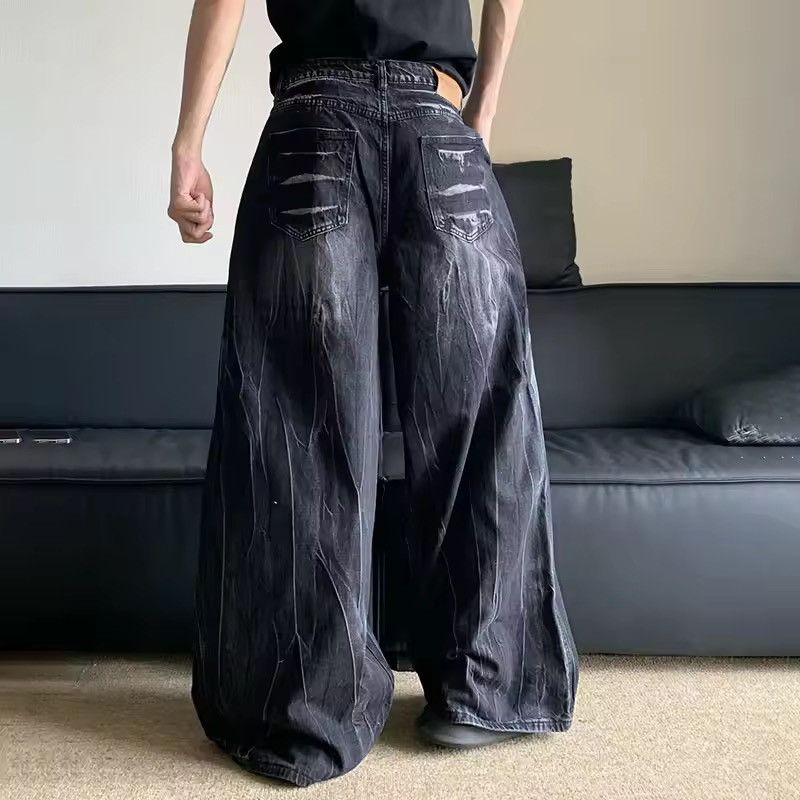 Vintage Men's retro punk tie-dye washed distressed scimitar jeans Size US 31 - 2 Thumbnail