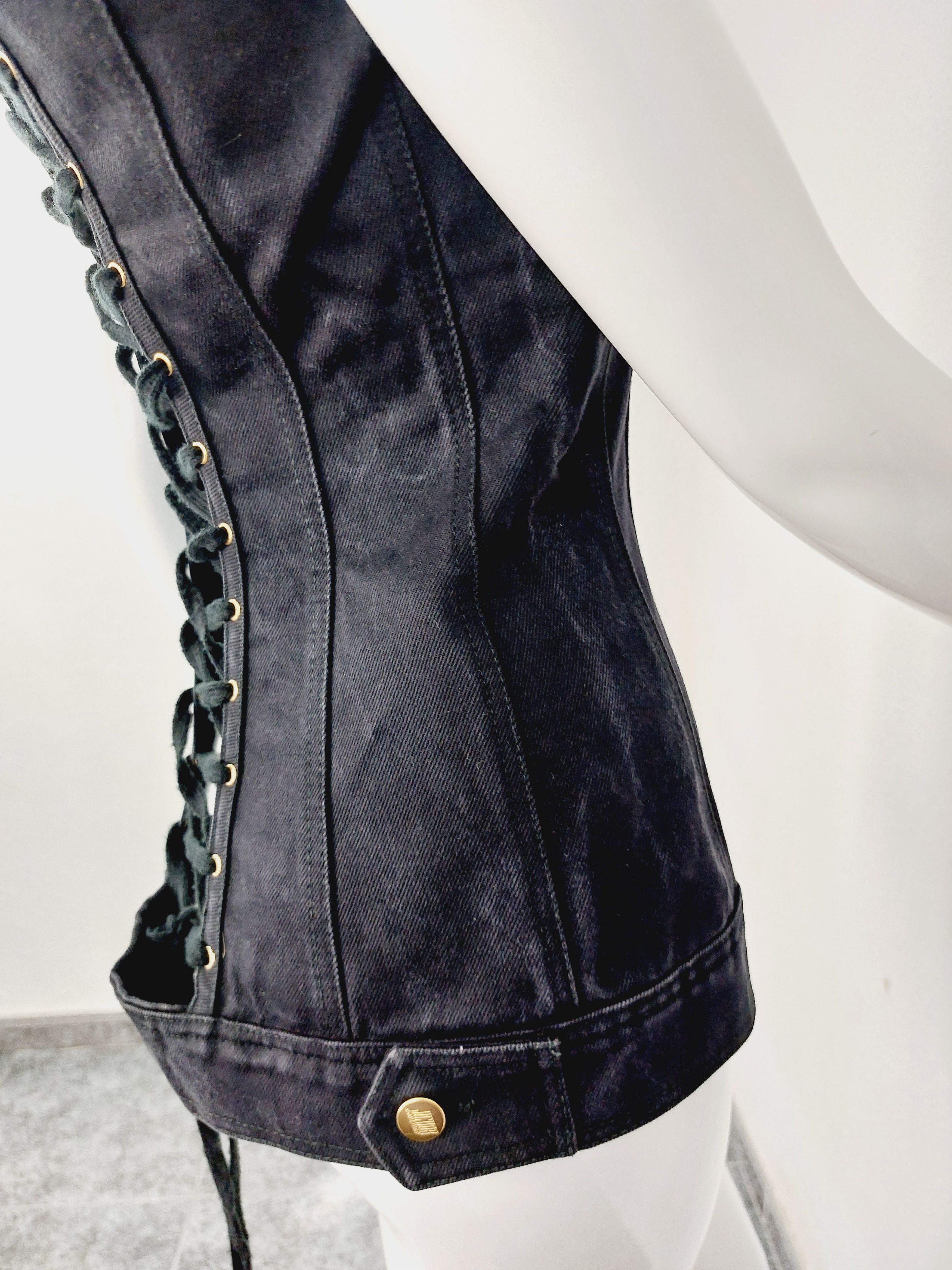 Jean Paul Gaultier Lace Up Coset Denim Vest Top Corset