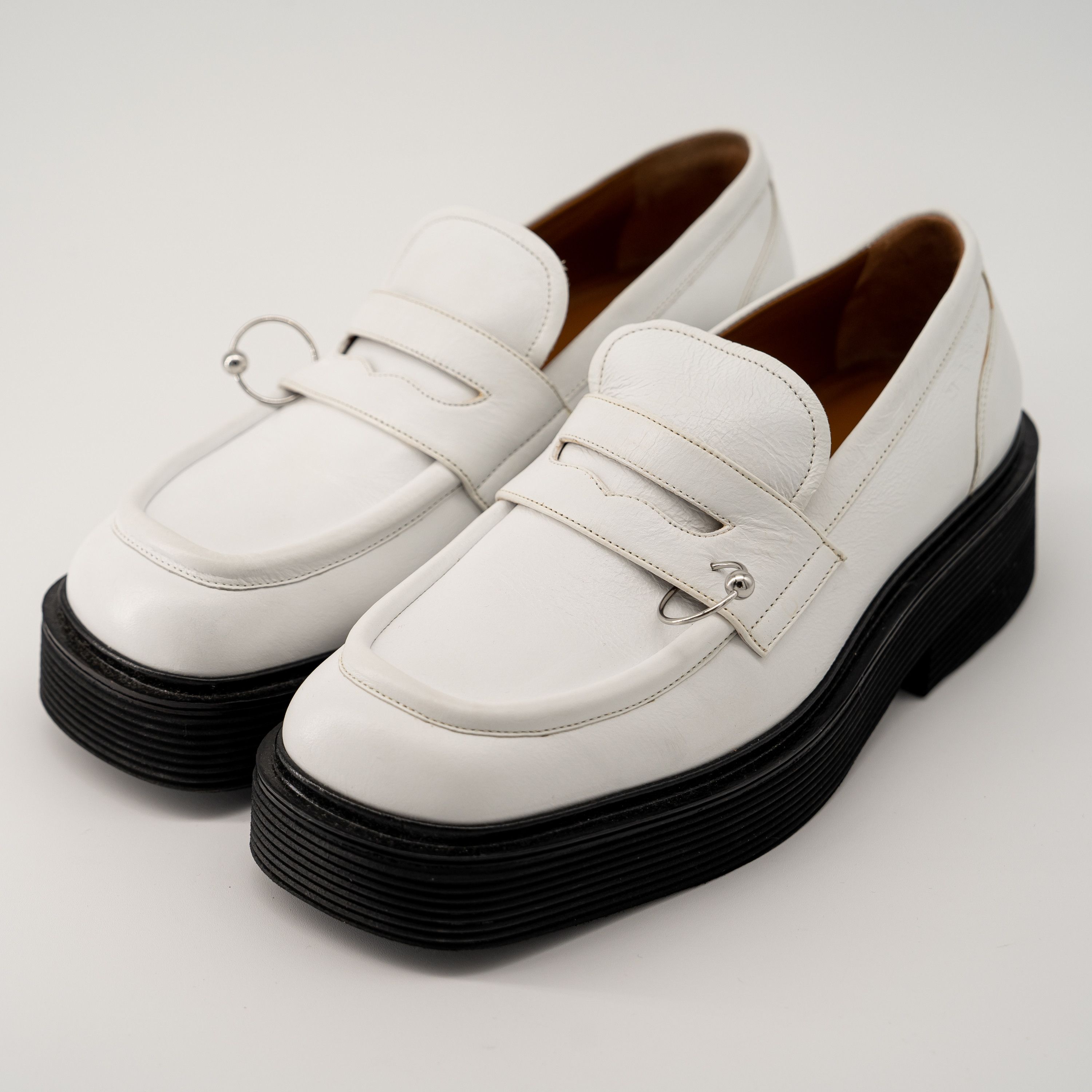 Marni 40 10 US Marni Loafers White Penny Platform Chunky Pierced Size US 10 / IT 40 - 1 Thumbnail