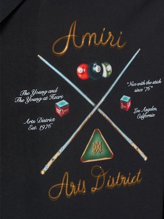 Amiri o1lsvrm0425 Pool Cue Printed Viscose Bowling Shirt in Black Size US XL / EU 56 / 4 - 5 Thumbnail