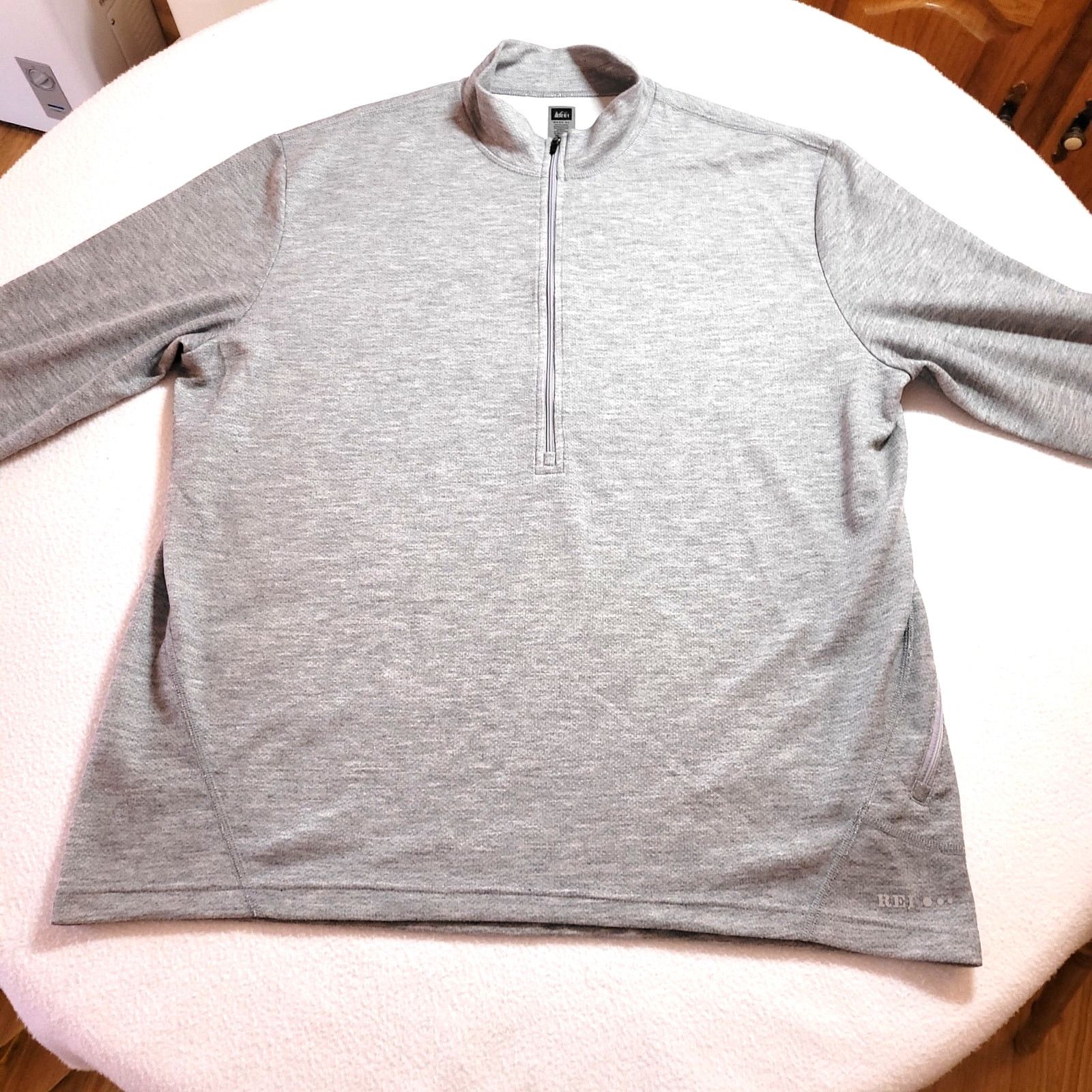 Rei REI Mens 1/4 Zip Pullover LS Top Sweatshirt XL Grey Pocket Size US XL / EU 56 / 4 - 3 Thumbnail
