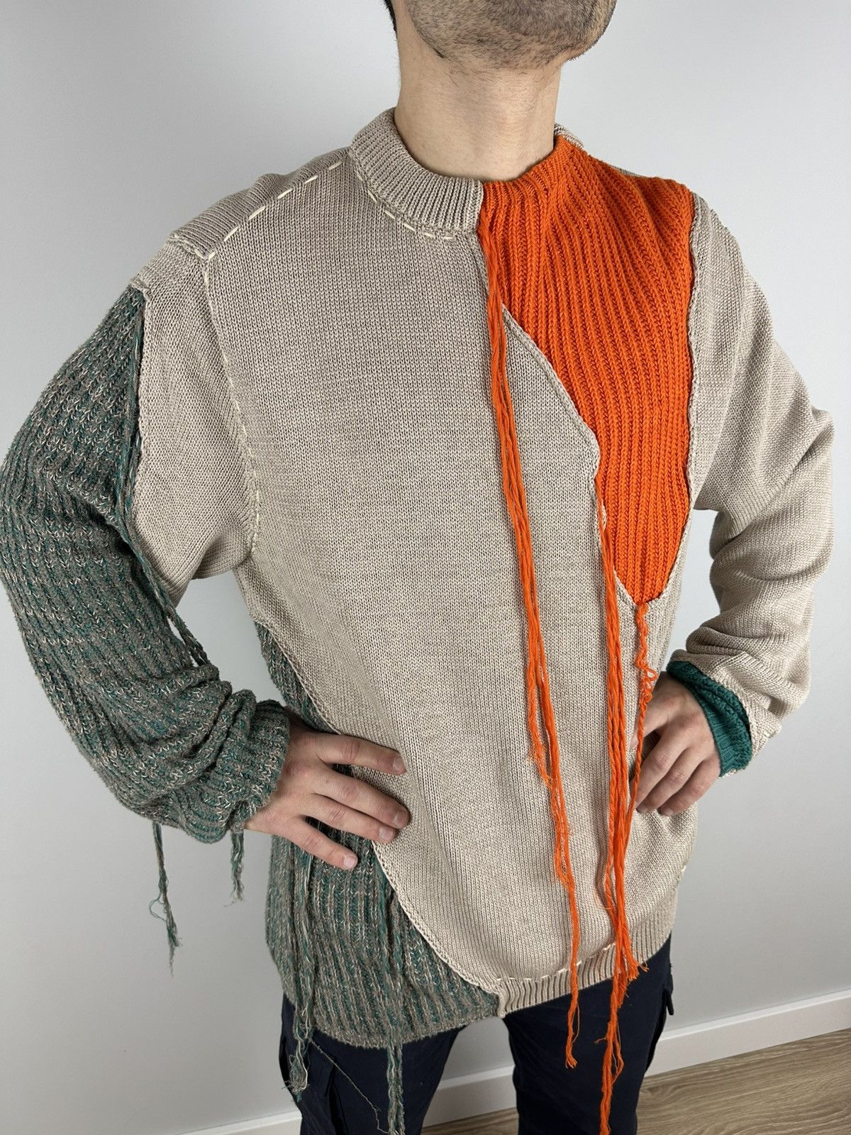 OAMC OAMC Sweater Mens Oversized Multicolor Designer Flayed Knit Size US S / EU 44-46 / 1 - 4 Thumbnail