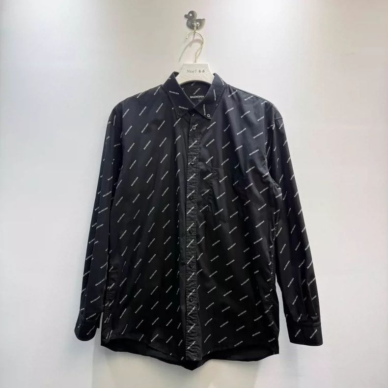 Balenciaga Balenciaga All-over Logo Long Sleeve Shirt - dmc Size US M / EU 48-50 / 2 - 1 Thumbnail