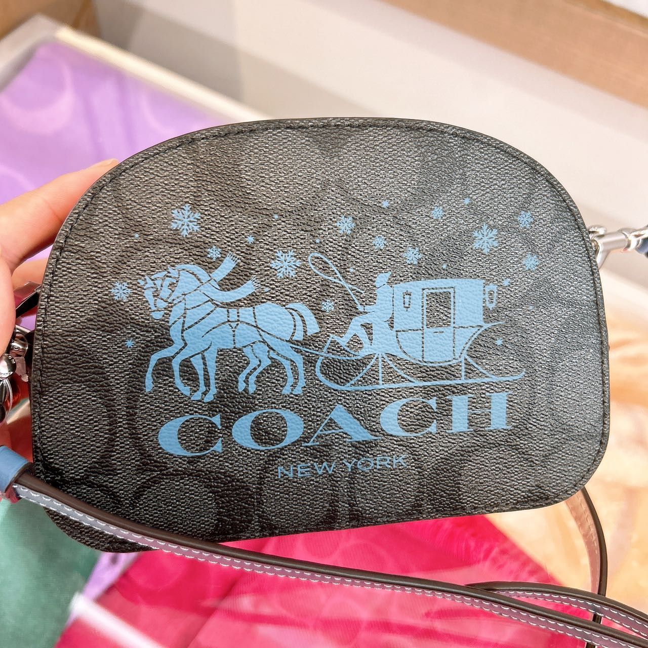 Mini Serena Satchel In Signature Canvas Horse And Sleigh