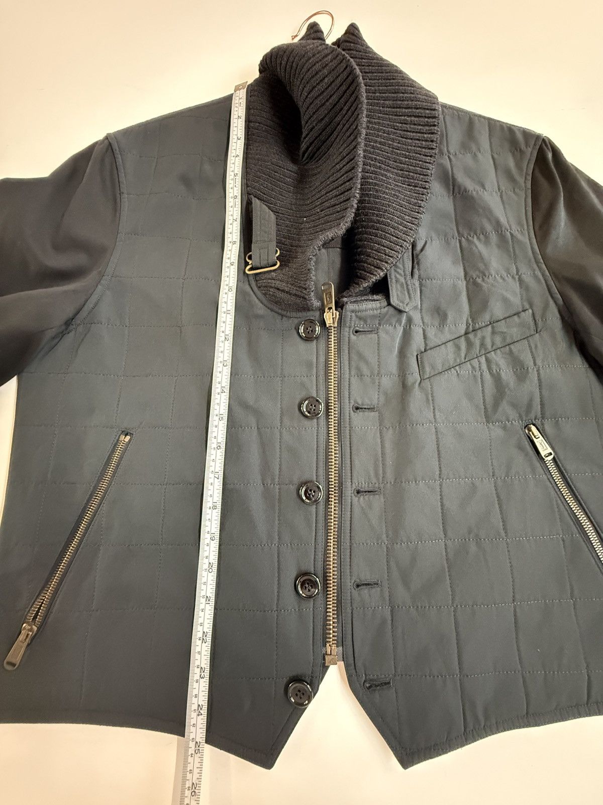 Yves Saint Laurent YSL Quilted Hybrid Bomber Jacket - Slate/Black - Size 56 Size US XL / EU 56 / 4 - 22 Thumbnail