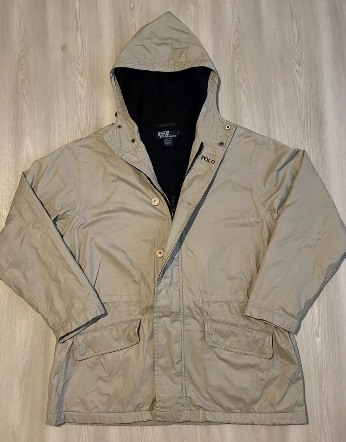 Vintage Polo Ralph Lauren Hooded Trench Coat Parka Sz Large