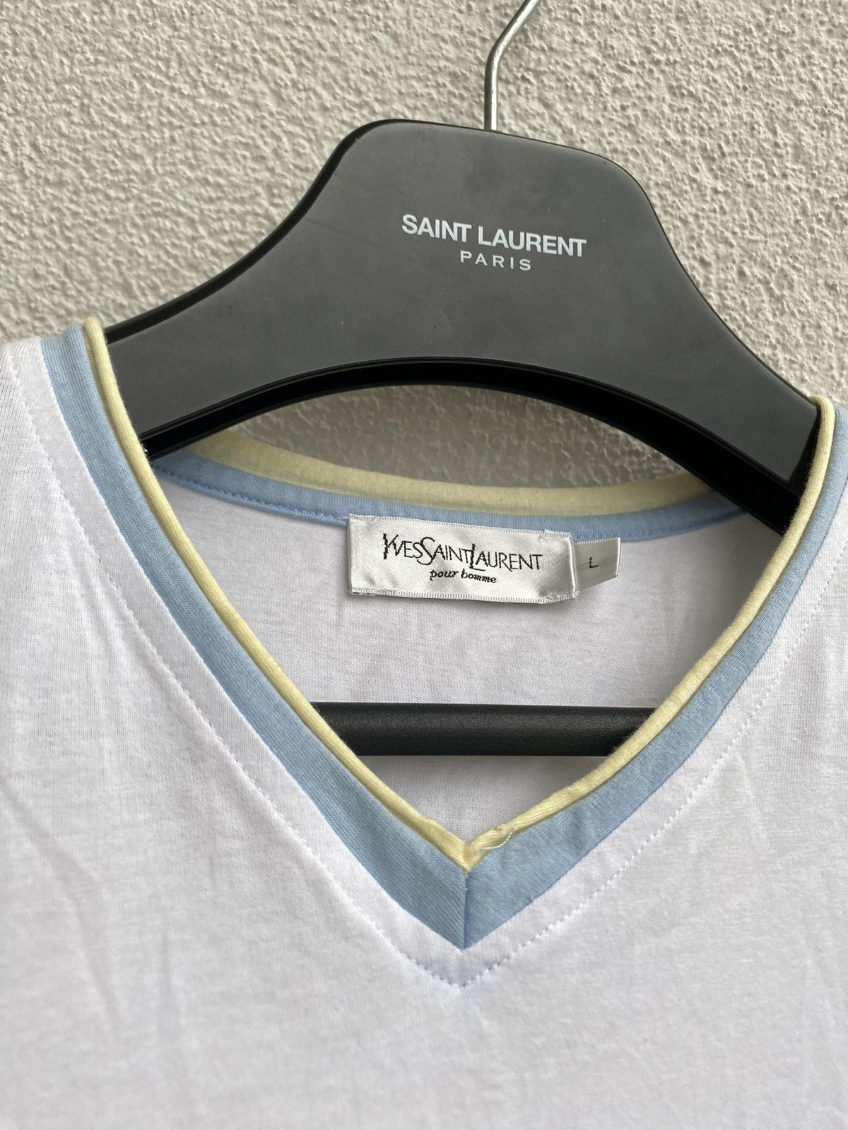 Yves Saint Laurent White YSL T-Shirt Big Logo Size US L / EU 52-54 / 3 - 5 Thumbnail