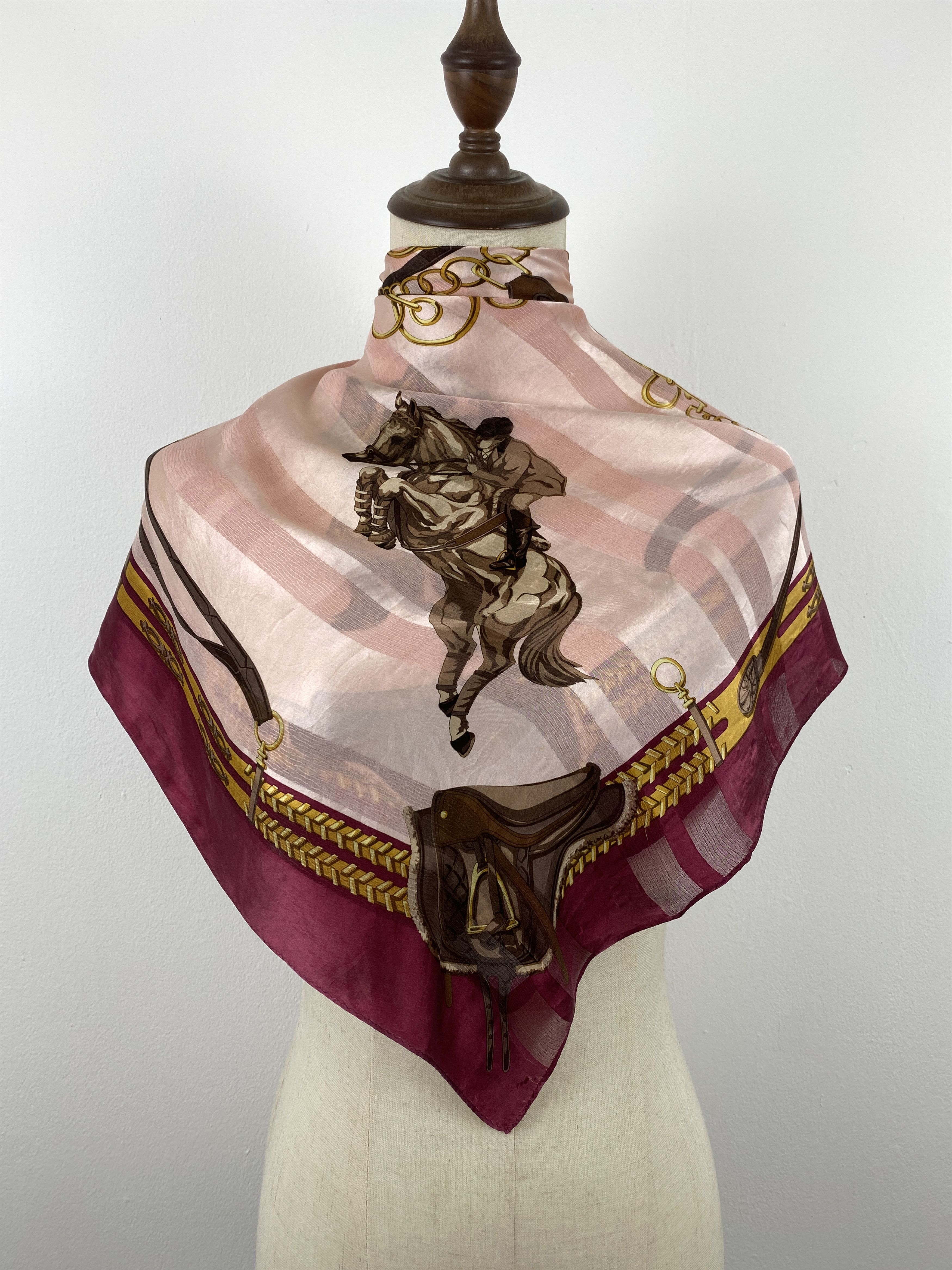 Japanese Brand Vintage Japanese Brand Horse Silk Scarf SN0129 Size ONE SIZE - 2 Thumbnail