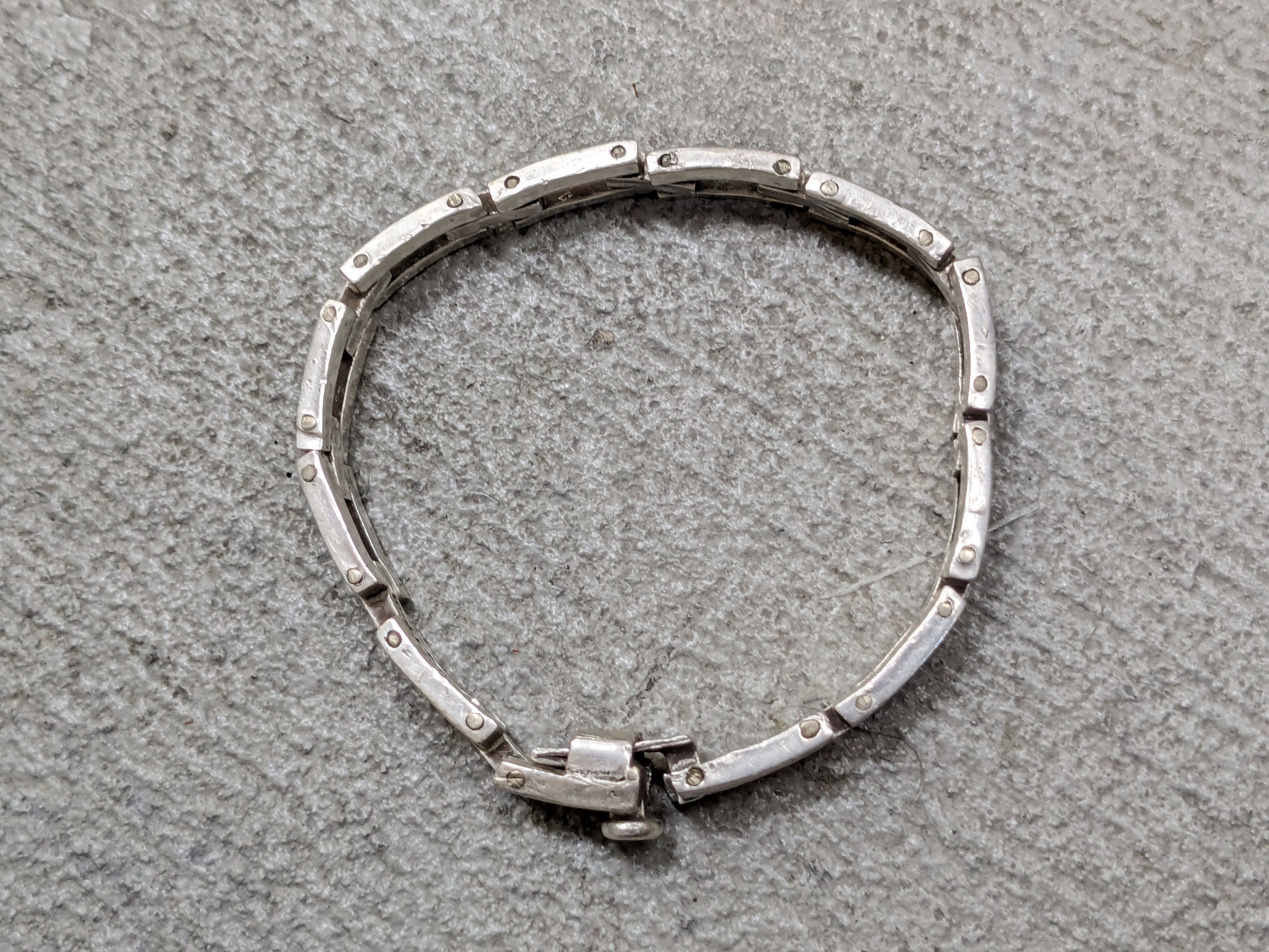 Jewelry Vintage Sterling Silver Bracelet Link Chain 8" Biker Punk Size ONE SIZE - 4 Thumbnail