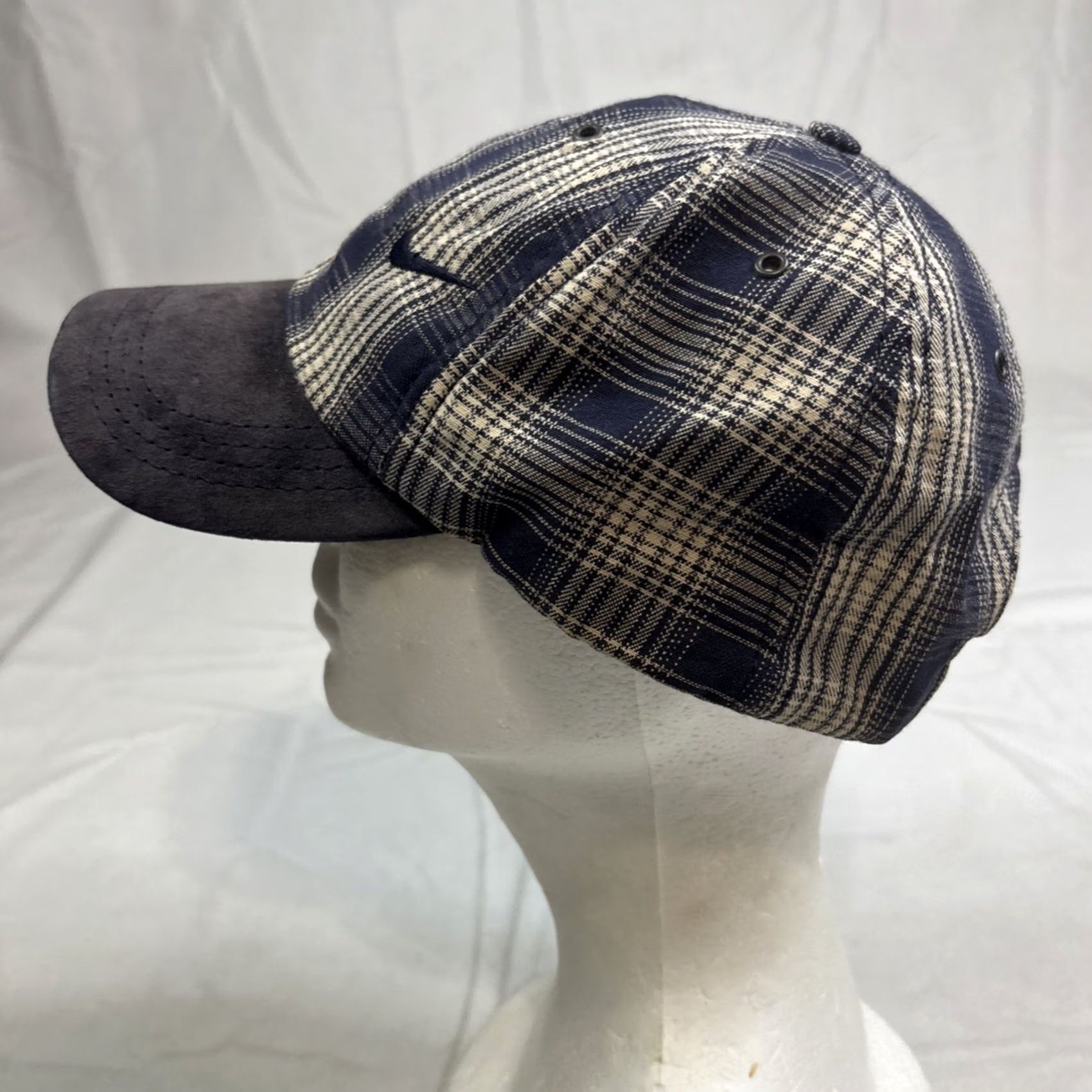 Nike Nike Strapback Baseball Cap Blue Plaid Off Center Made In USA Suede Brim - Vintage Size ONE SIZE - 7 Thumbnail