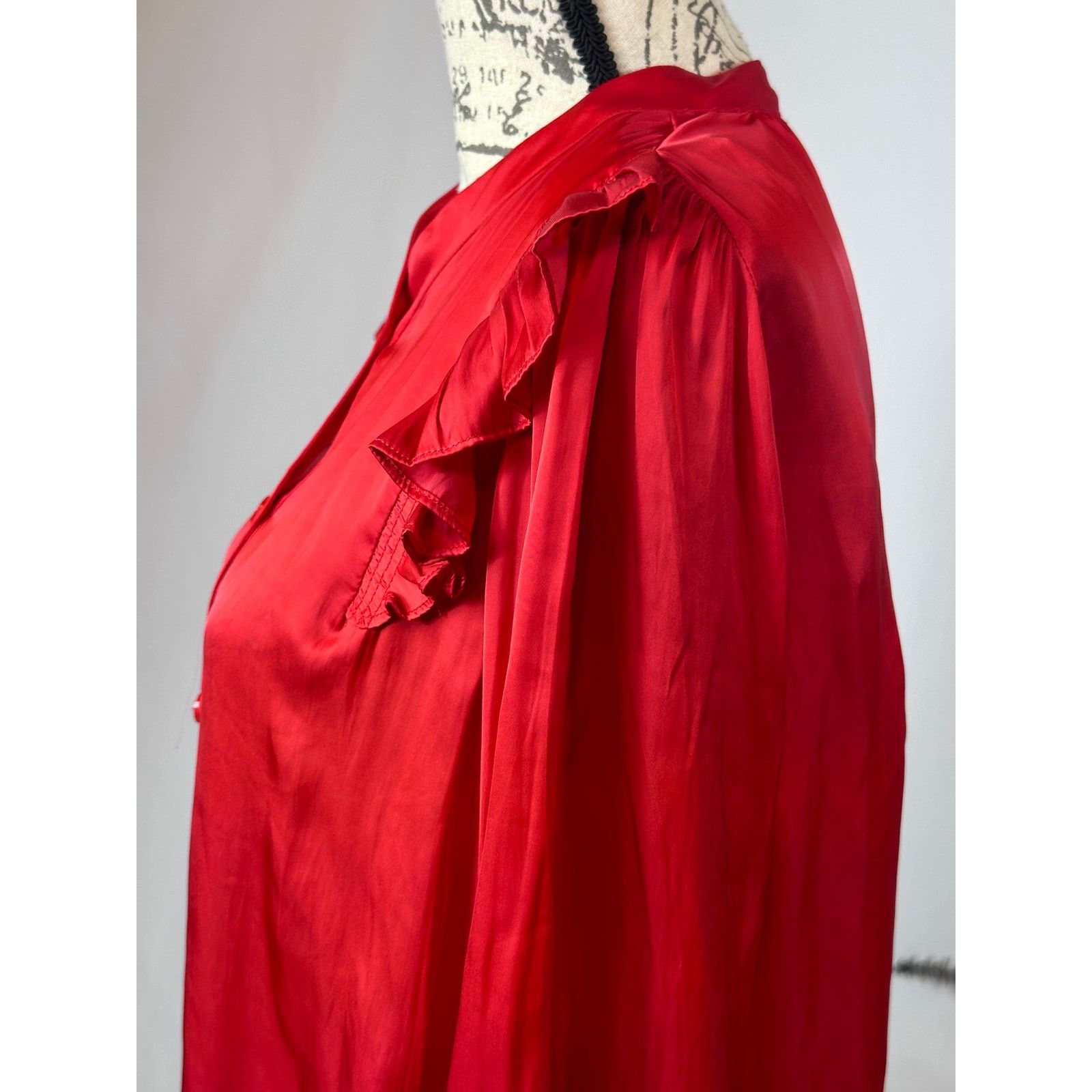Zadig & Voltaire Zadig & Voltaire Tygg Satin Button Front Blouse Red M Size M / US 6-8 / IT 42-44 - 11 Thumbnail