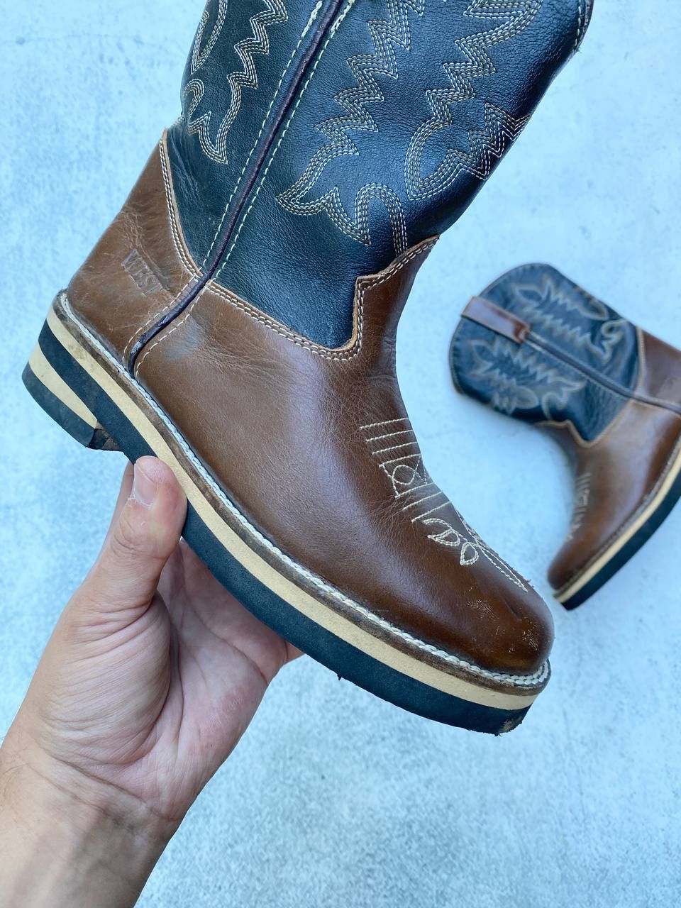 If Six Was Nine Vintage As 98 style Faded Cowboy Biker High Boots Size US 5 / IT 35 - 2 Thumbnail