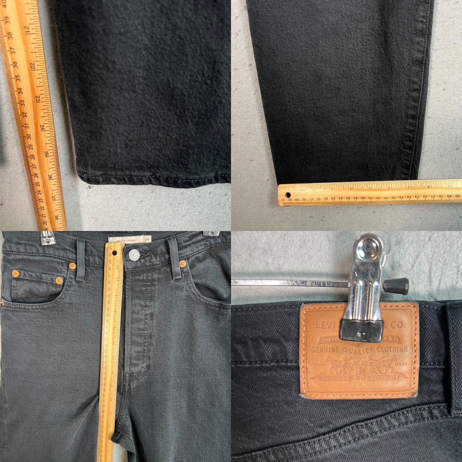 Levi's Levis Womens Jeans Ribcage Straight Black Denim Cotton Blend Size 29 Size 29" - 8 Thumbnail