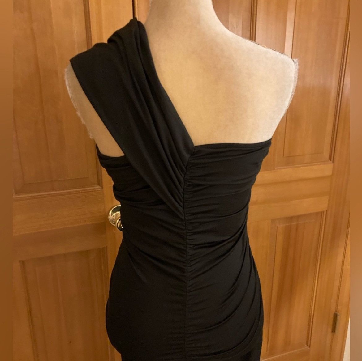 Designer × Other NWT, Lavishly Paris Women’s Black Ruched Midi Dress. Size M / US 6-8 / IT 42-44 - 4 Thumbnail