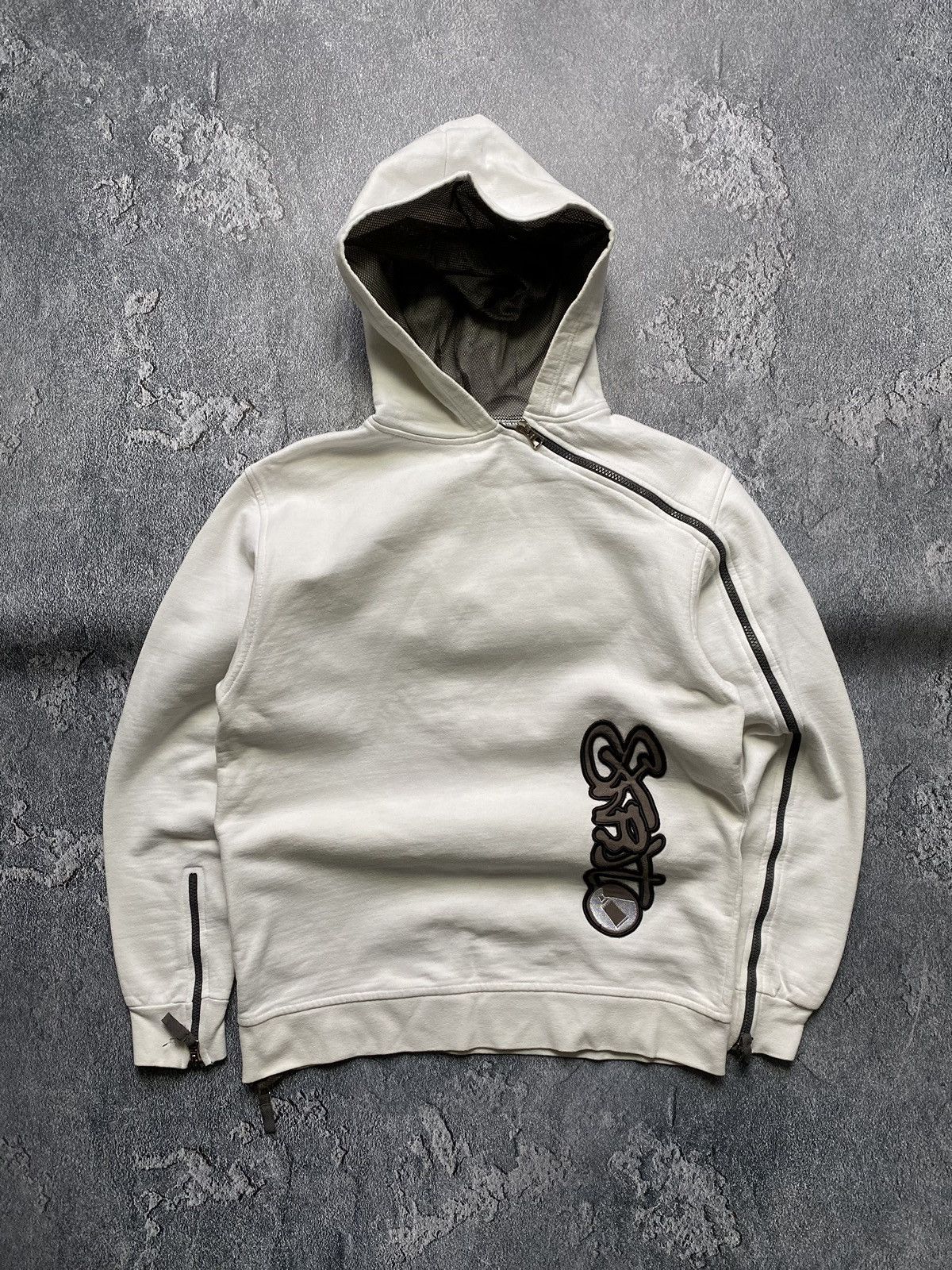 20471120 × Japanese Brand Strito Distorded Logo Diagonal Full Zip Hoodie Jnco Vibe Size US M / EU 48-50 / 2 - 6 Thumbnail