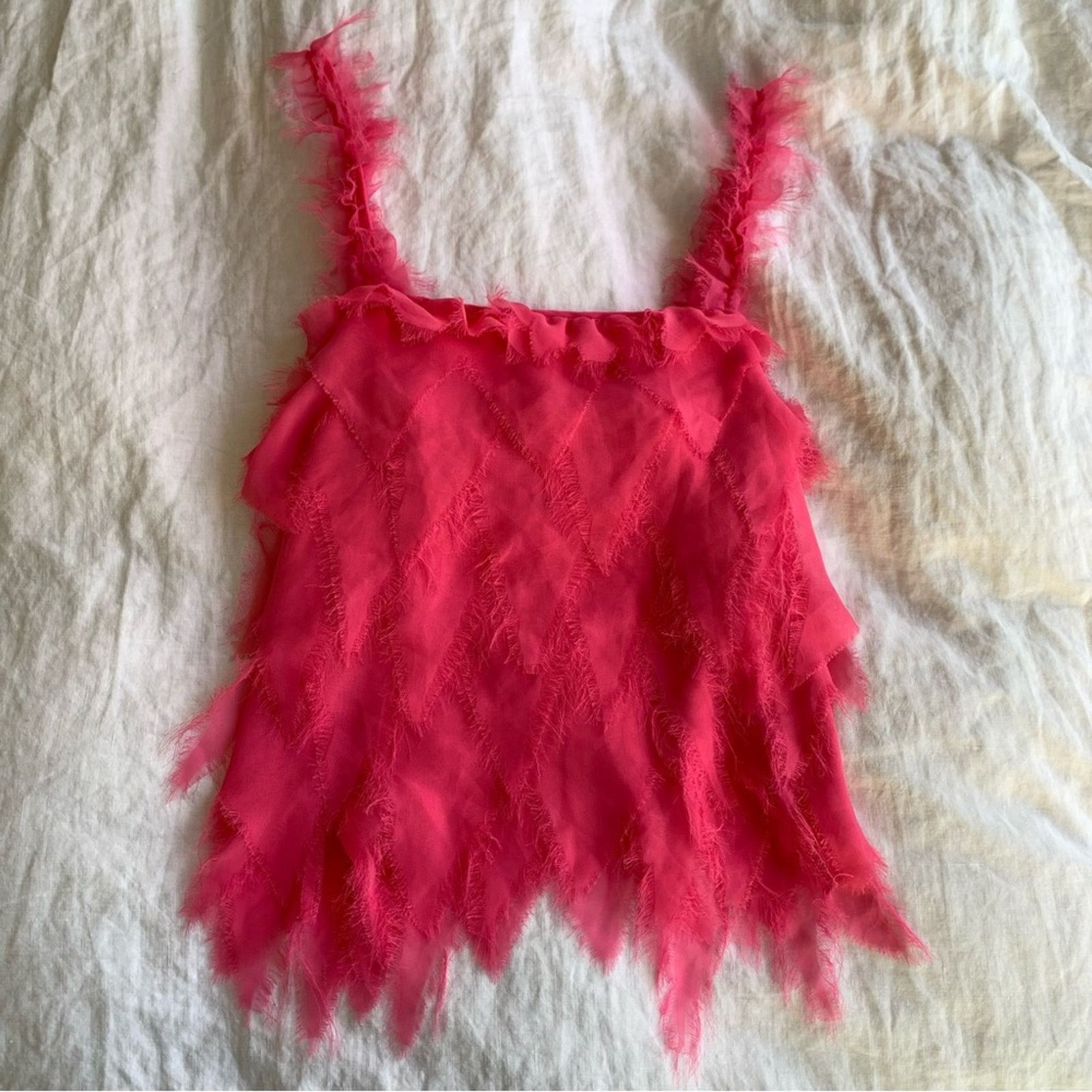 Moschino Vintage Moschino Hot Pink Frilly Triangle Chiffon Cami Top Size M / US 6-8 / IT 42-44 - 1 Thumbnail