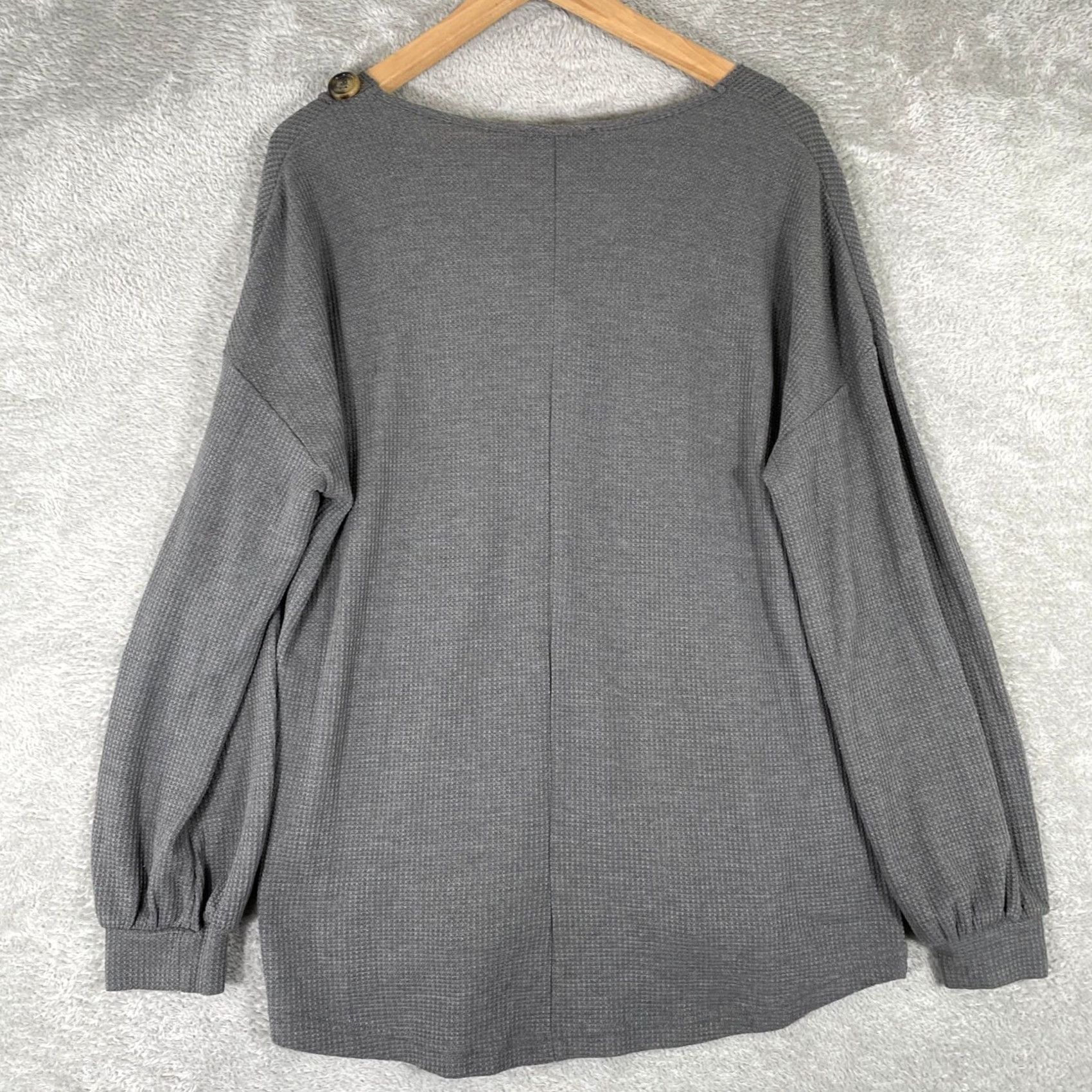 Vintage VINTAGE Y2K BTFBM Waffle Knit Henley Top Womens Large Gray Button Oversized T-Shirt Shirt Bodysuit? Size L / US 10 / IT 46 - 5 Thumbnail