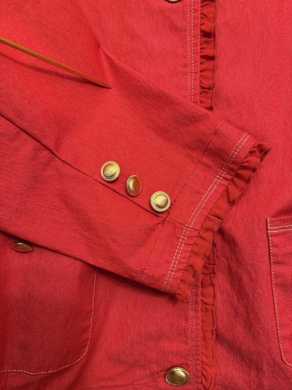 Joan Rivers Joan Rivers Vtg Red Power Blazer Novelty Buttons Trim Fabric Size 3XL / US 20-22 - 5 Thumbnail