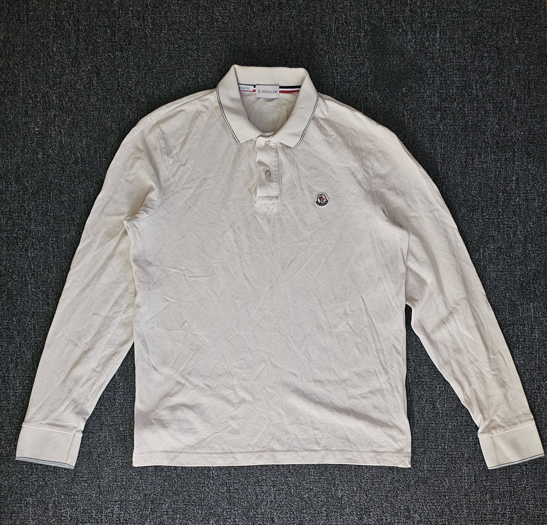 Moncler Moncler Men's Beige Long Sleeve Polo Shirt Size L Like M Size US L / EU 52-54 / 3 - 1 Thumbnail