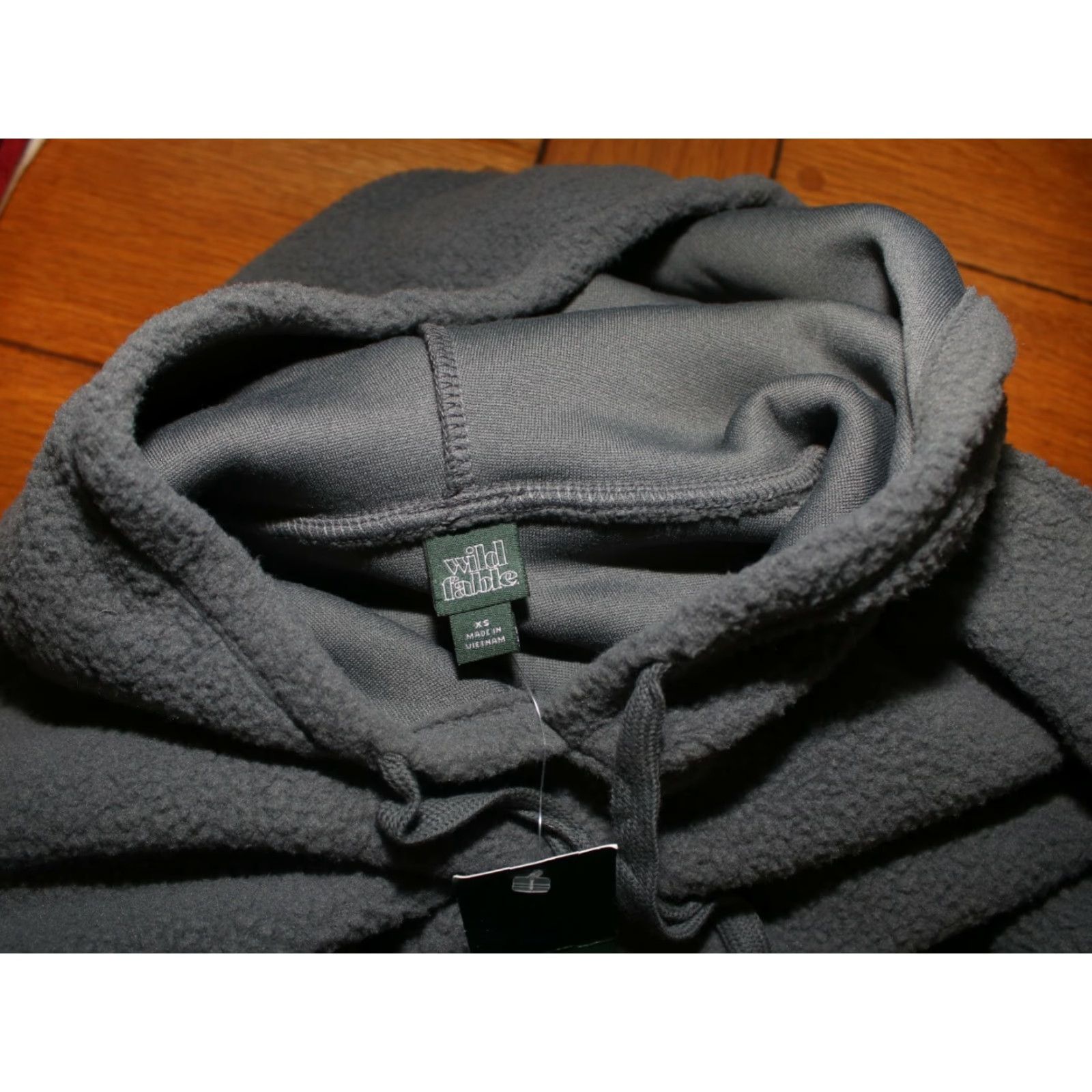 Vintage Wild Fable Hoodie Adult XS Gray Long Sleeve Solid Faux Shearling 80s 90s Womens Size XS / US 0-2 / IT 36-38 - 5 Thumbnail