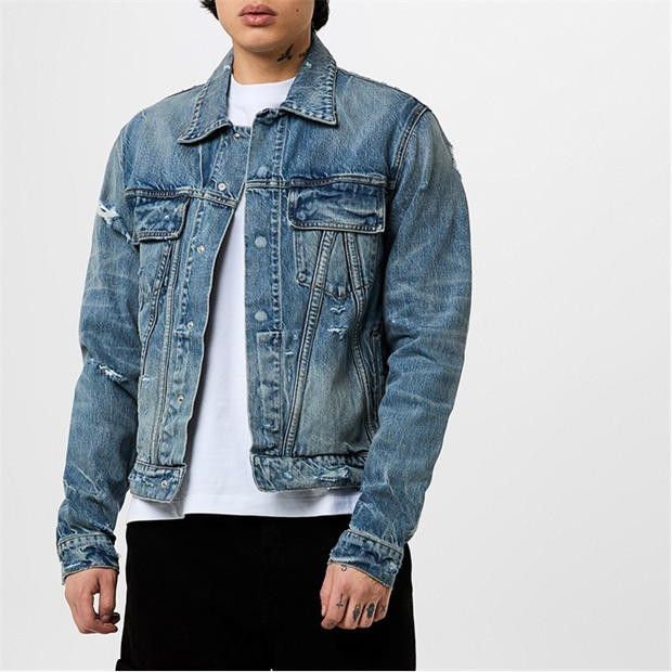Amiri AMIRI Ma Distressed Denim Trucker Jacket Size US M / EU 48-50 / 2 - 2 Thumbnail