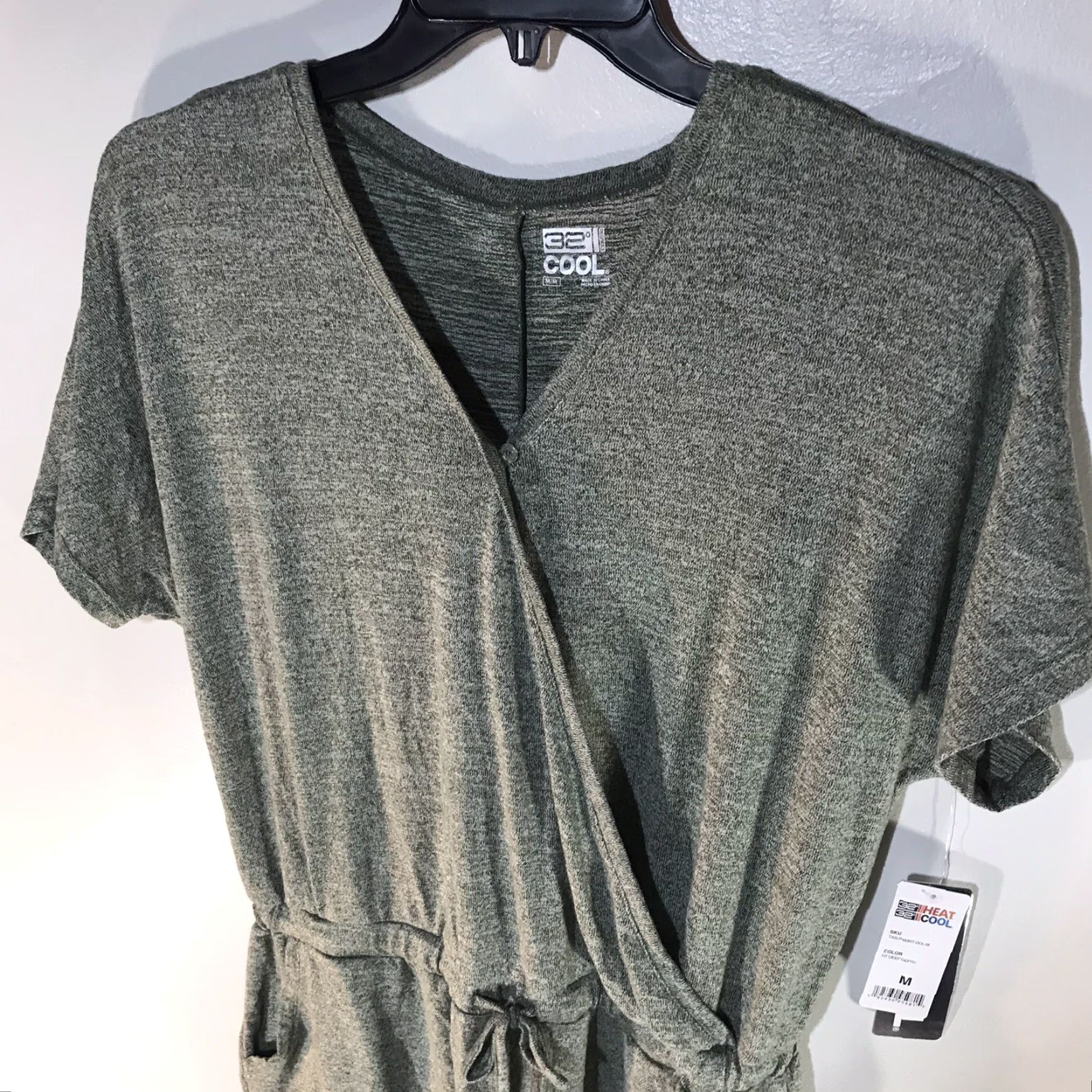 Vintage 32 Cool Green Jumper Womens Size M New Marled Knit V-Neck Short Sleeve One-Piece Jumpsuit Regular Fit Studio Bohemian Modern City Casual Dress Size M / US 6-8 / IT 42-44 - 2 Thumbnail