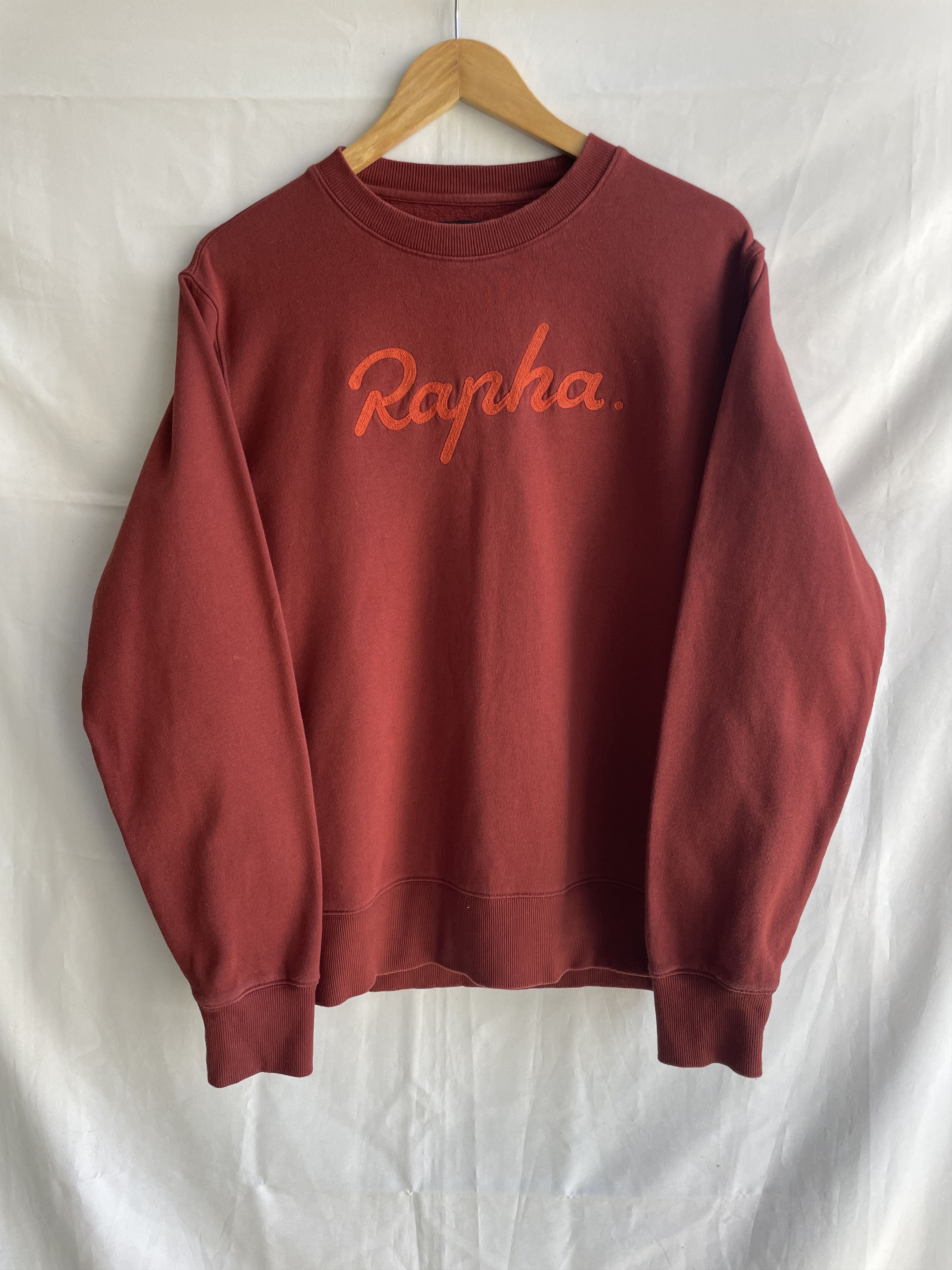 Rapha Crew Neck Logo Coral Red Sweatshirt Size L