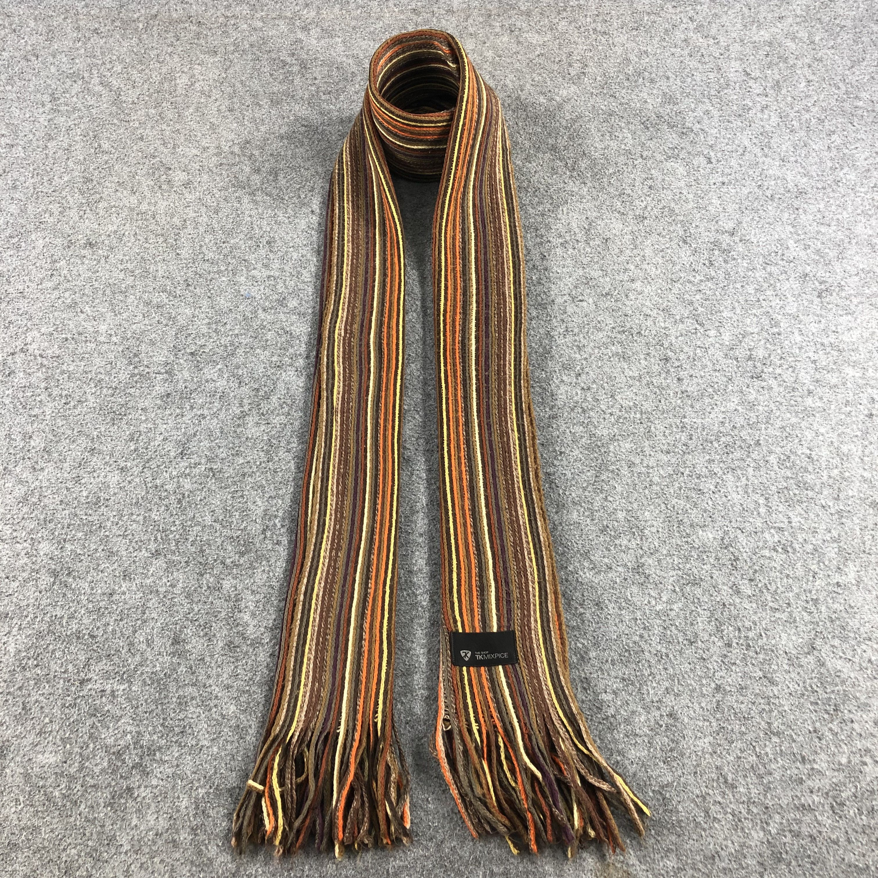 Takeo Kikuchi Takeo Kikuchi Striped Knit Wool Scarf Muffler V785 Size ONE SIZE - 1 Thumbnail