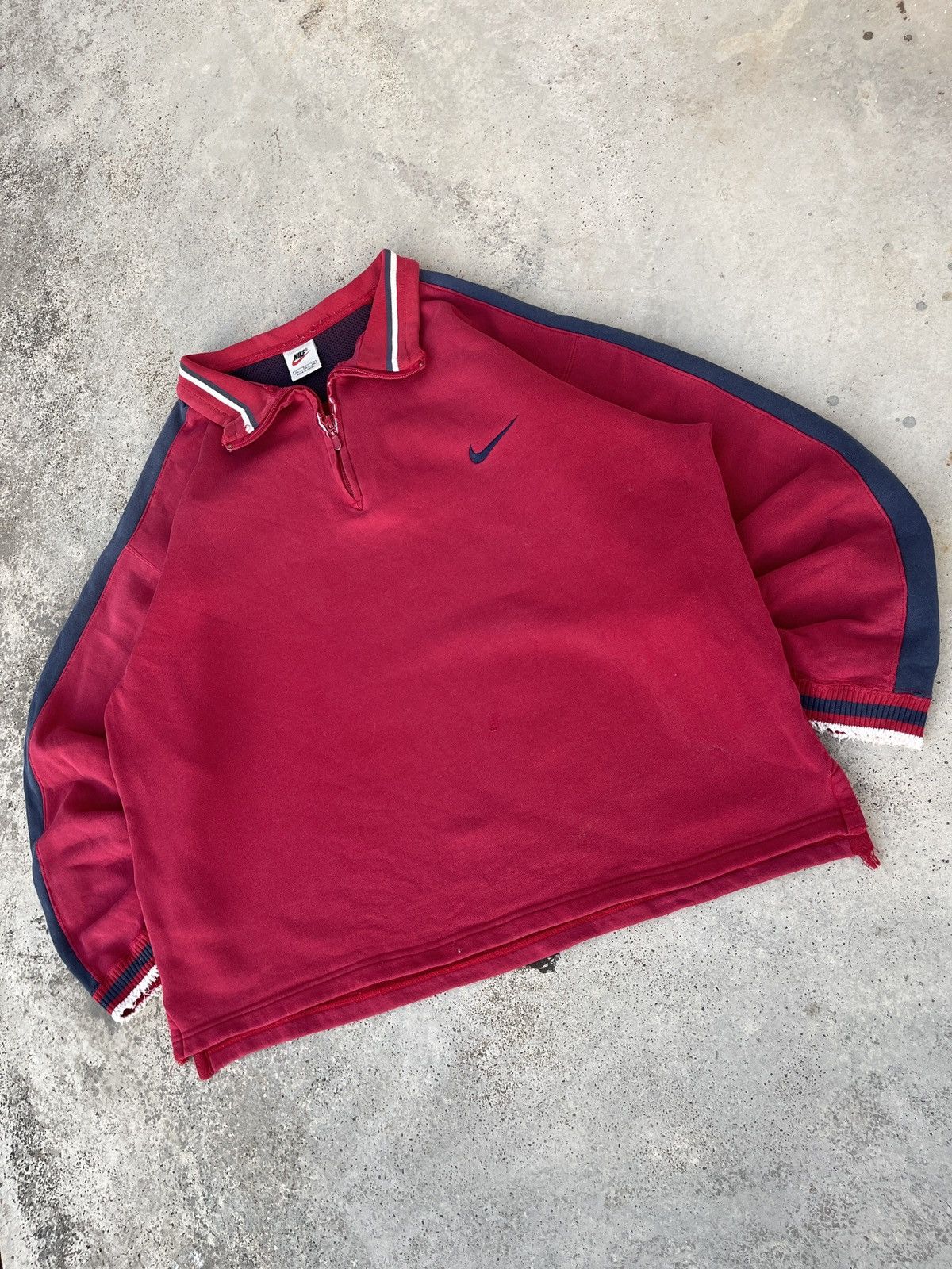 Nike × Vintage Vintage 90s Distressed Nike Half Zipper Sweatshirt Size US XXL / EU 58 / 5 - 2 Thumbnail