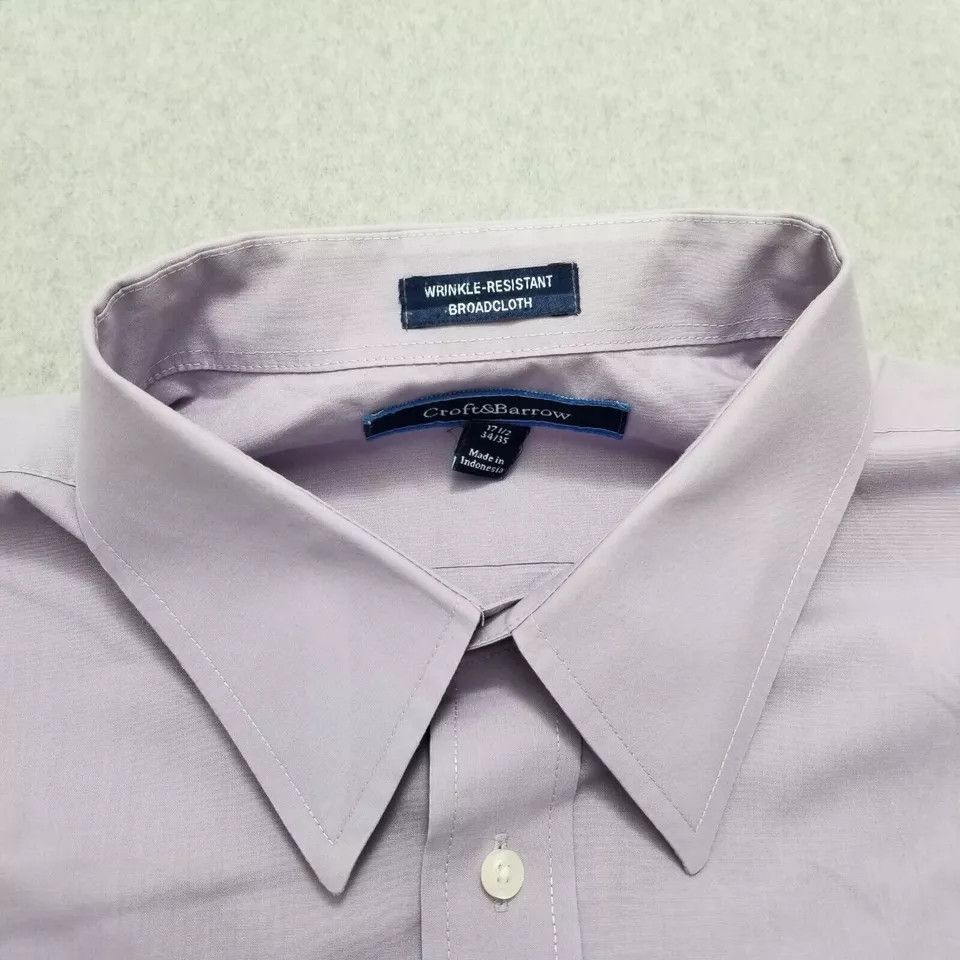 Croft & Barrow Croft & Barrow Shirt Mens 17.5 Purple Button Up Long Sleeve Size US L / EU 52-54 / 3 - 6 Thumbnail