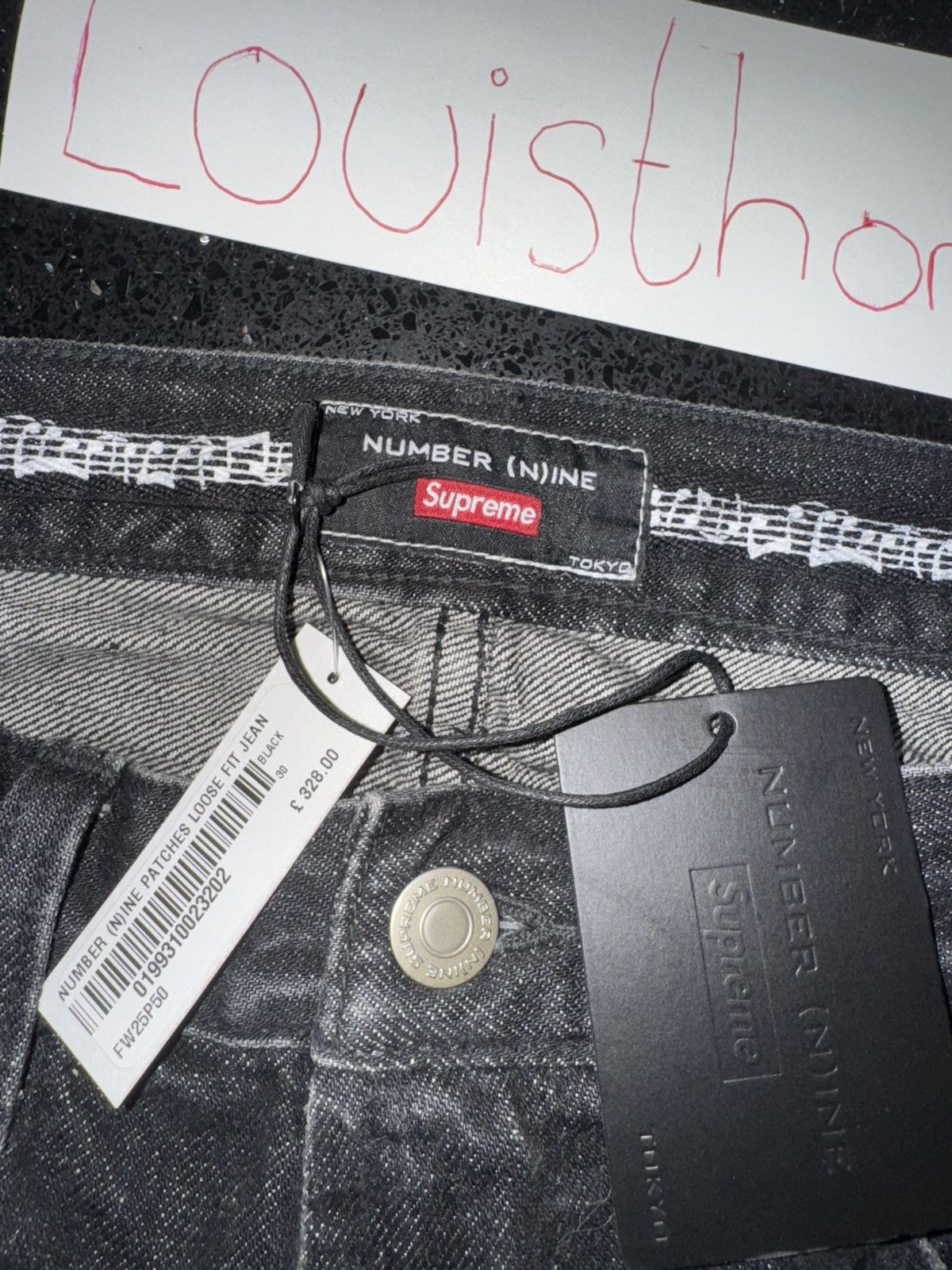 Number (N)ine × Supreme Supreme®/Number (N)ine Patches Loose Fit Selvedge Jean Size US 30 / EU 46 - 9 Thumbnail