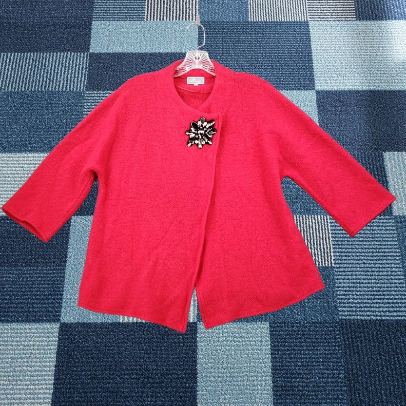JM Collection JM Collection Cardigan Women Large Petite Pink Wrap Front 3/4 Sleeve Wool Jewel Rhinestone Knit Style Wrap Mens Girls Womens Size L / US 10 / IT 46 - 1 Thumbnail