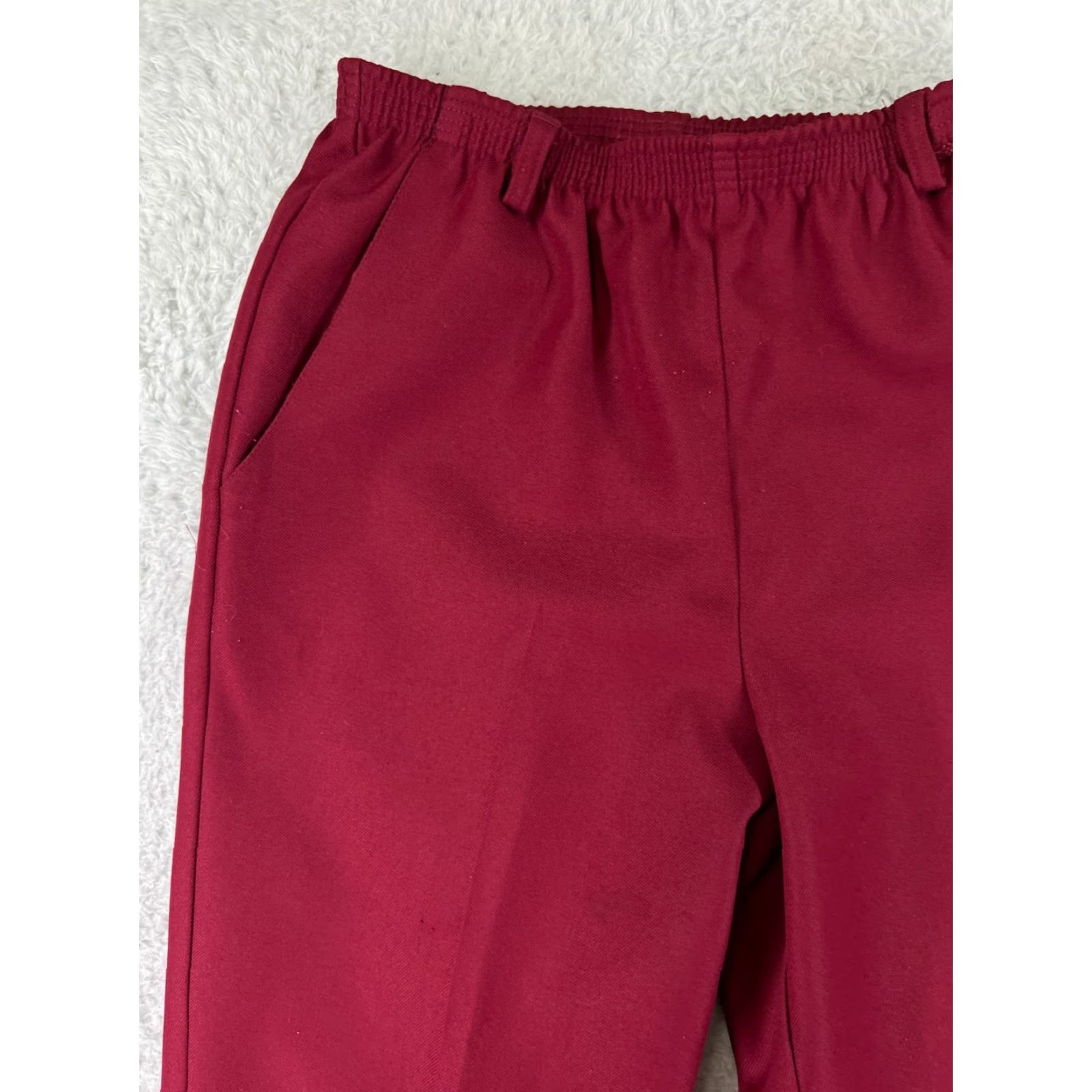Vintage Classic Collection Pants Womens 10 Chino Regular High Rise Elastic Waist 100% Polyester Red Vintage No Size 32" / US 10 / IT 46 - 7 Thumbnail