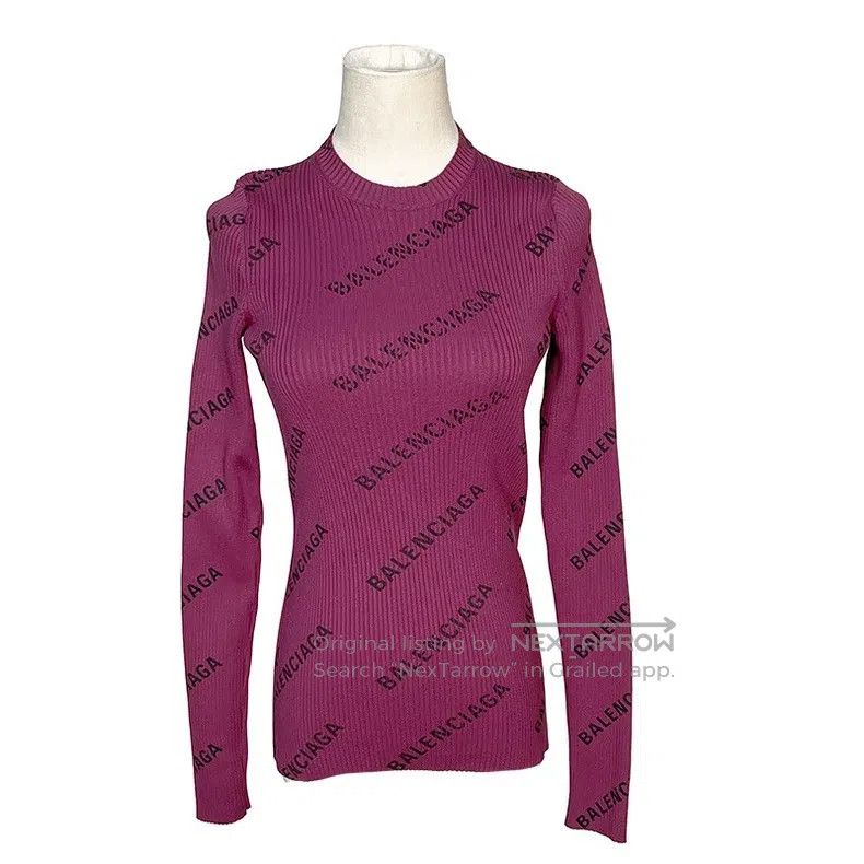 Balenciaga Balenciaga Full Logo Knit Sweater Size US S / EU 44-46 / 1 - 1 Thumbnail