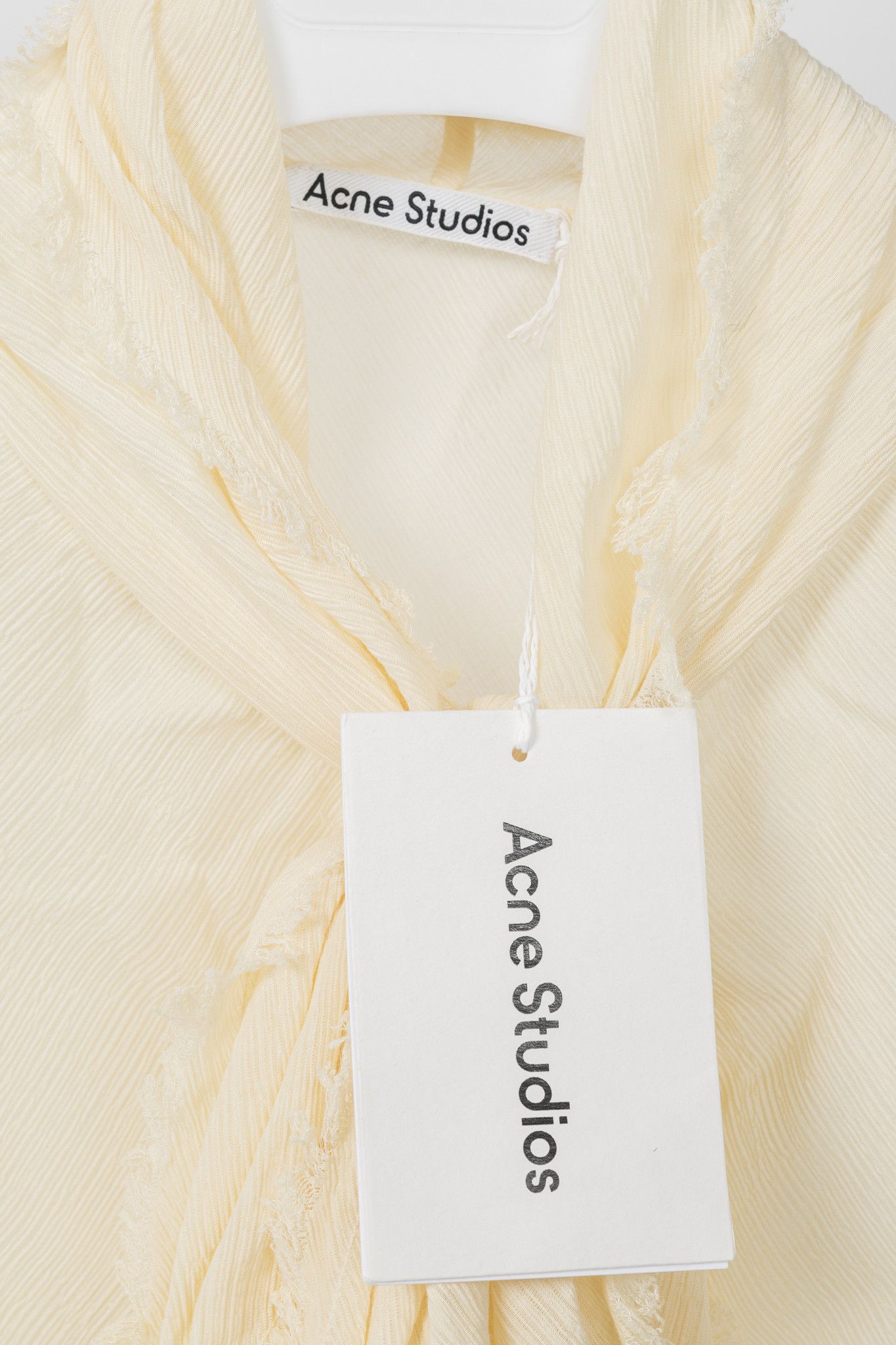 Acne Studios Acne Studios Warm White Crepe Frayed-Edge Pussy-Bow Blouse Size S / US 4 / IT 40 - 4 Thumbnail