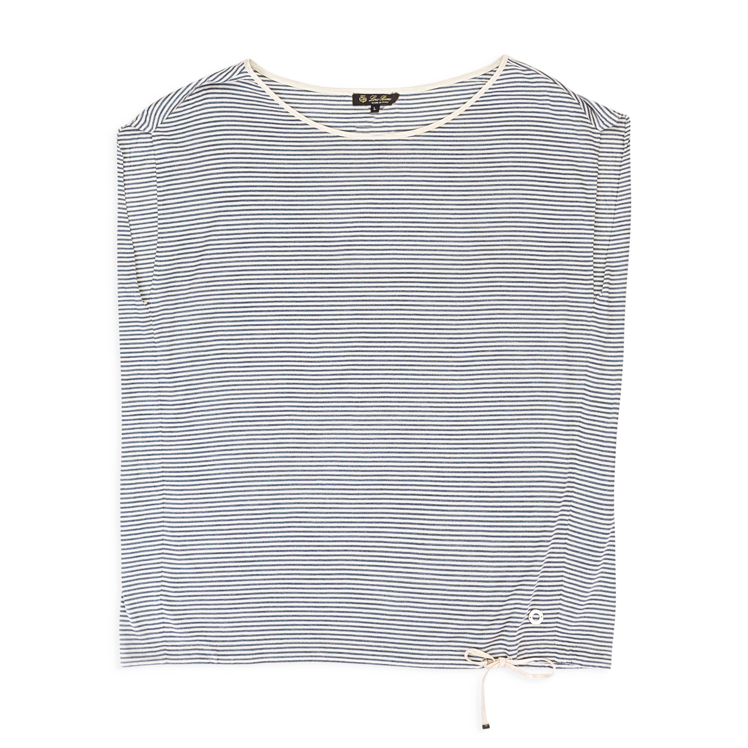 Loro Piana SILK STRIPED WHITE?GRAY BLOUSE SIZE S Size S / US 4 / IT 40 - 1 Thumbnail