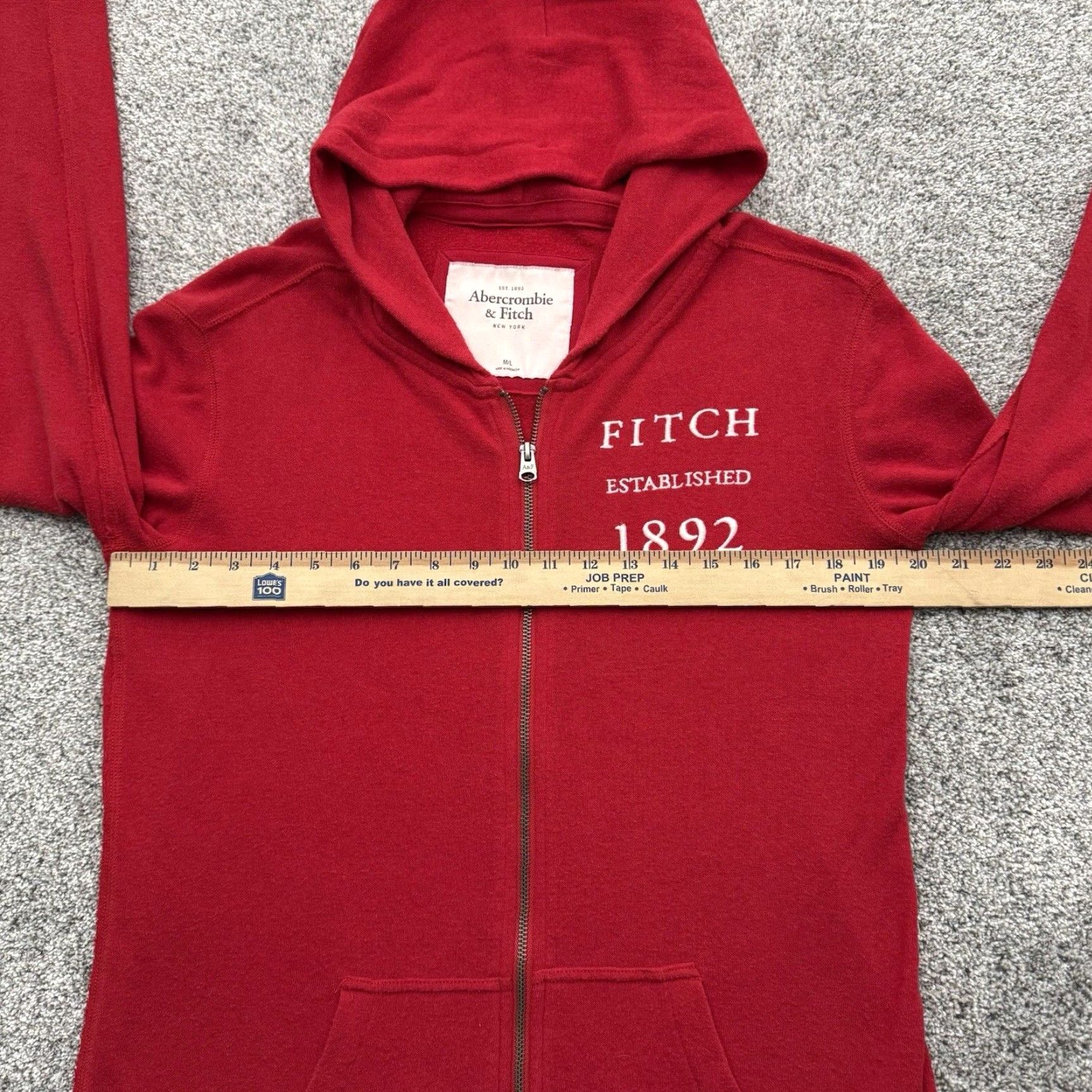 Abercrombie & Fitch VINTAGE Abercrombie & Fitch Full Zip Hoodie Mens M/L Red Cotton Polyester Spell Out Embroidered Zipper Streetwear Grunge 90s/2000s Size US M / EU 48-50 / 2 - 4 Thumbnail