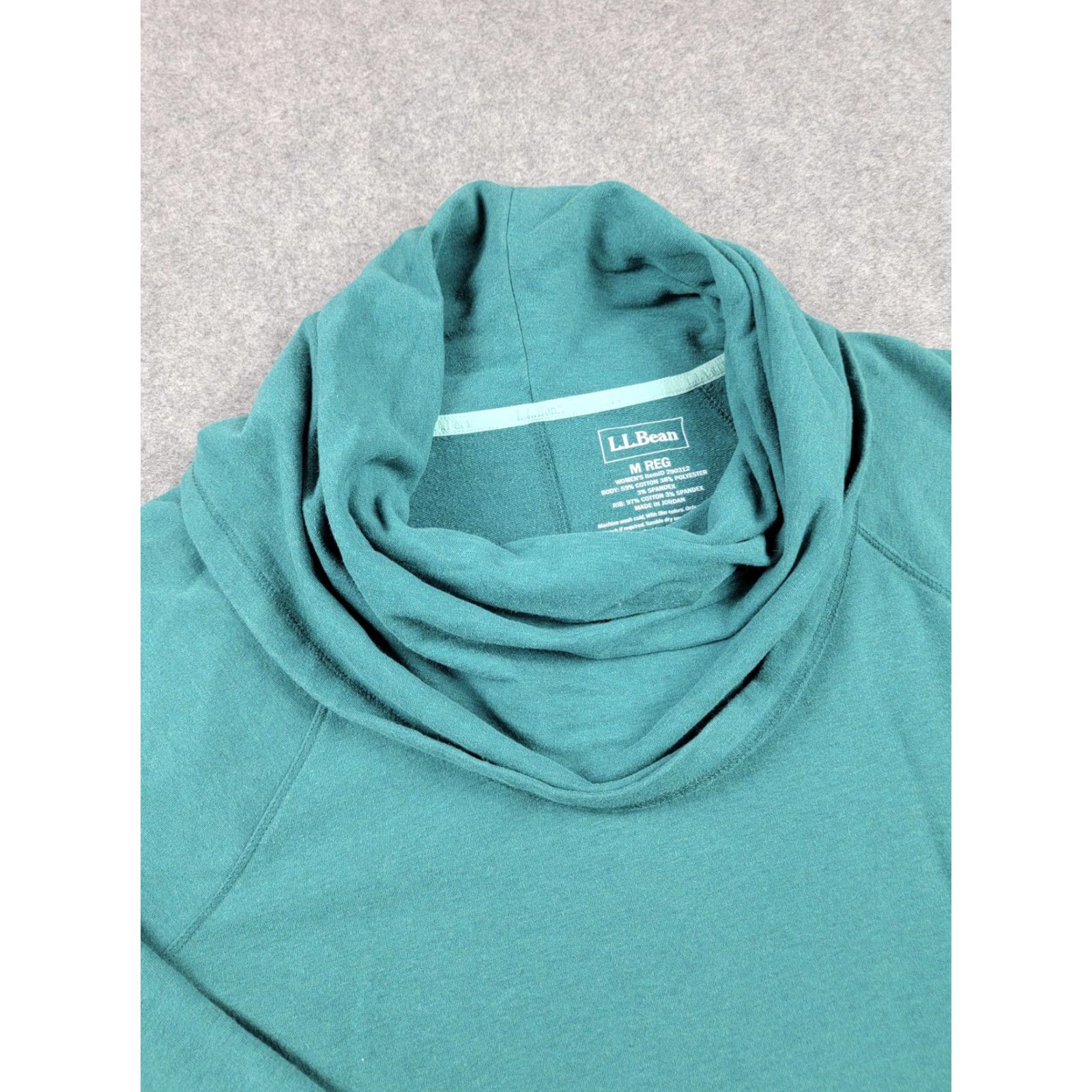 Vintage L.L.Bean Sweatshirt Womens M Green Cowl Neck Pullover Pocket Thumbholes Size M / US 6-8 / IT 42-44 - 2 Thumbnail
